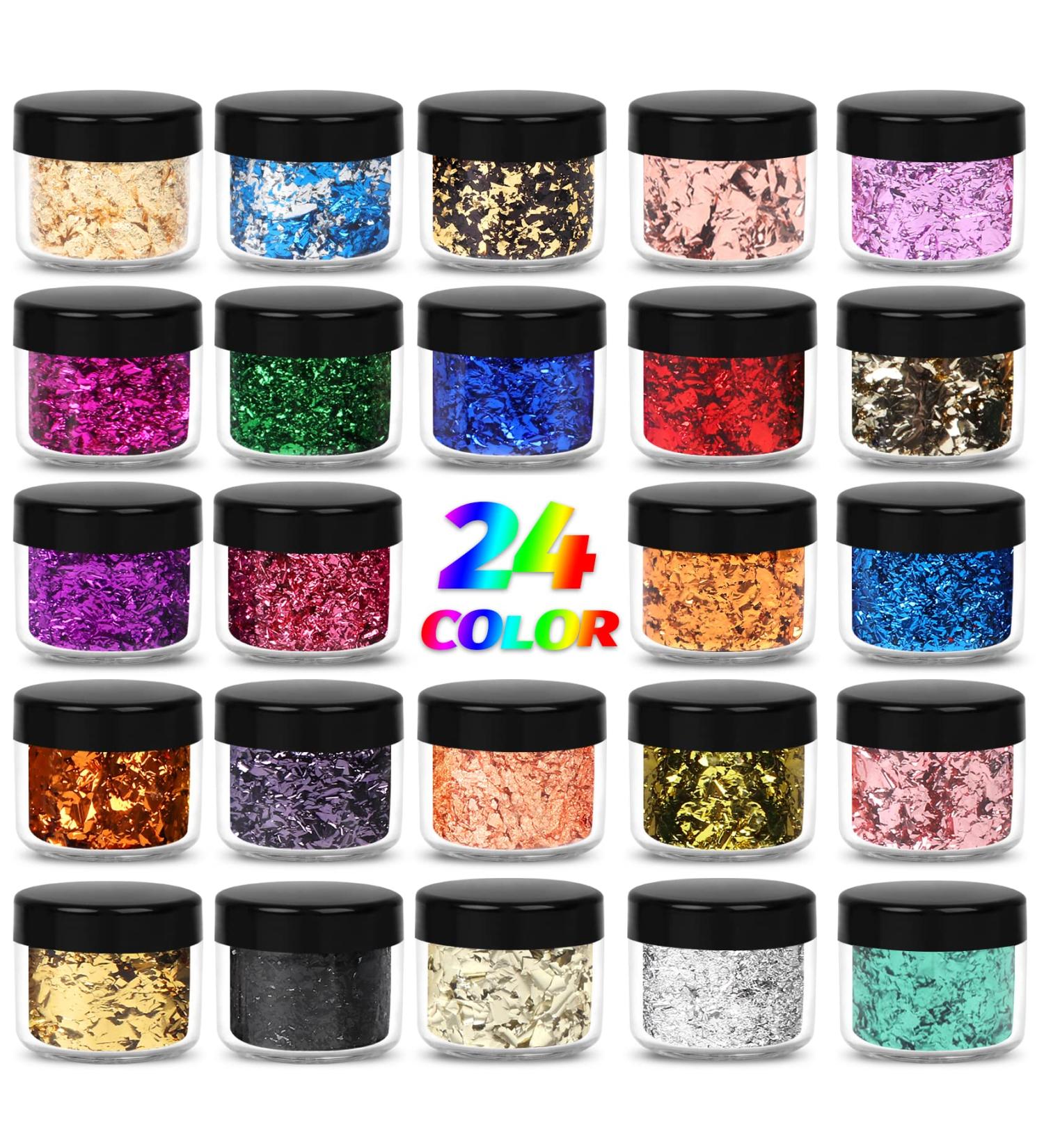 24 Color Metallic Gold Foil Flakes for Resin, Nails, Painting & Crafts - Buy Online on GoSupps.com
