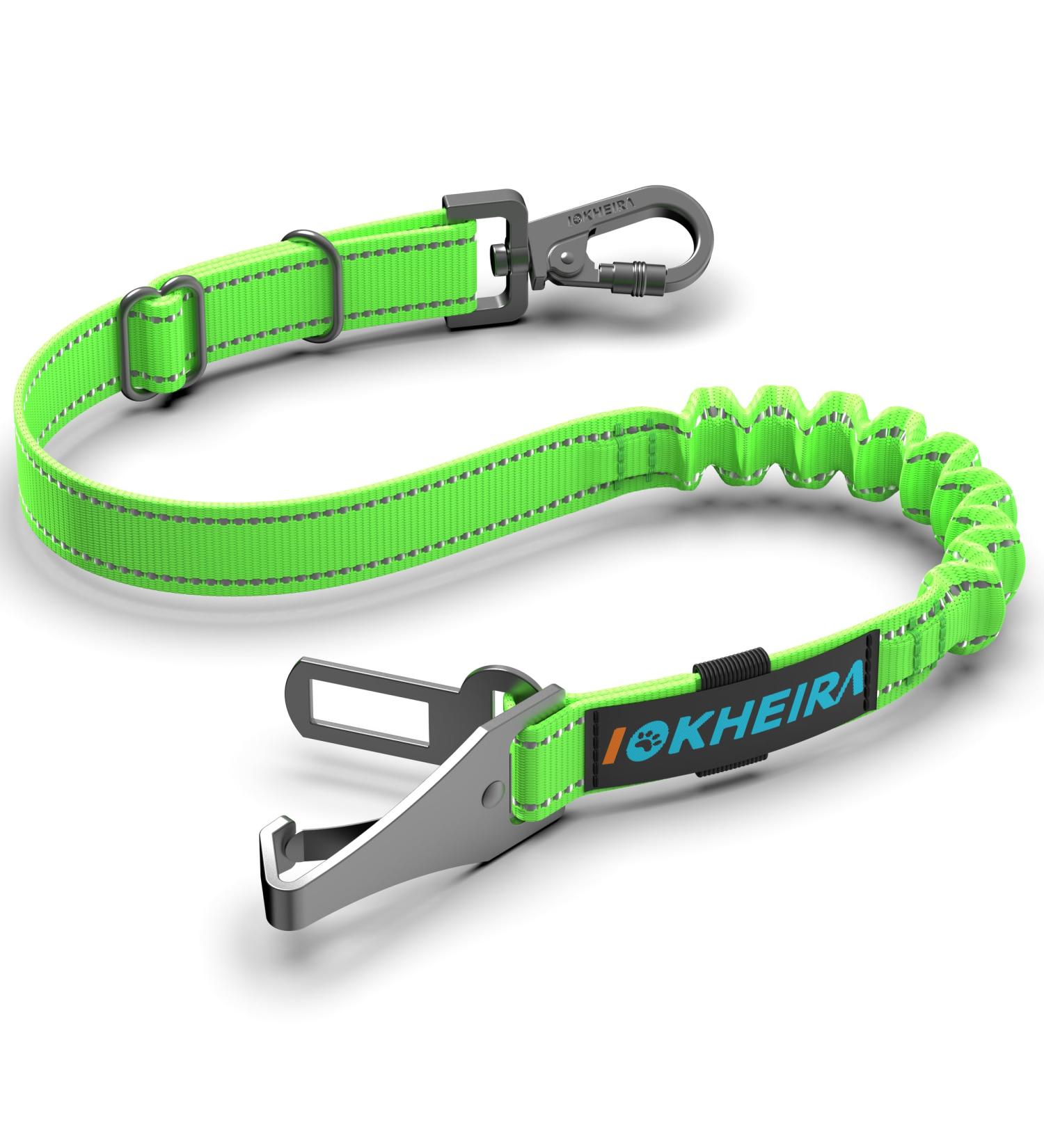 Iokheira Adjustable Dog Seat Belt for Car - Universal Safety Harness with Locking Rod - Neon Green - Buy Online on GoSupps.com