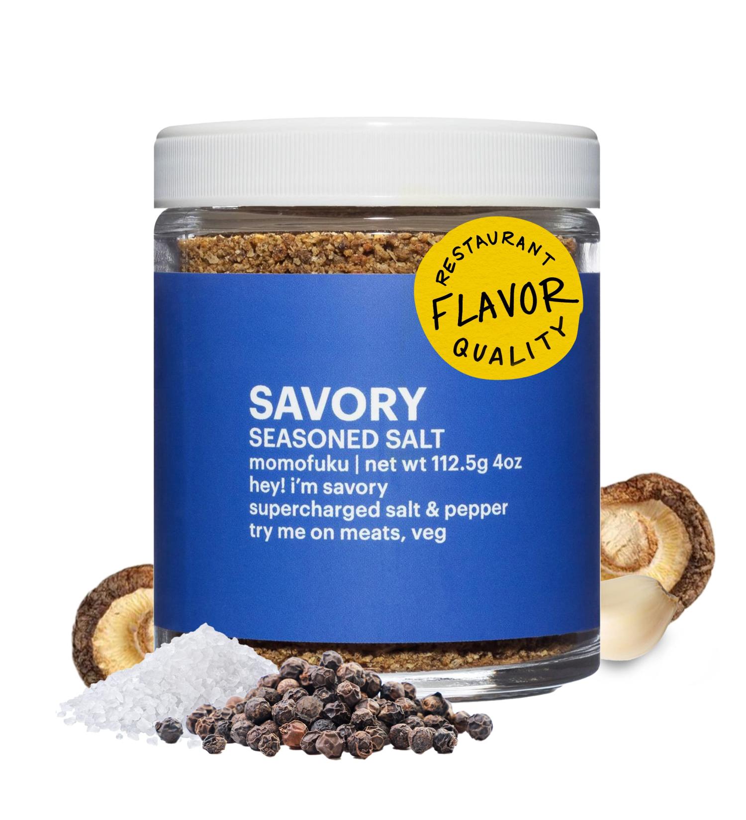 Momofuku Savory Seasoned Salt by David Chang (4 oz) - Umami Seasoning for Meat & Vegetables - Chef-Made Supercharged Salt & Pepper and Extra Umami Boost - Buy Online on GoSupps.com