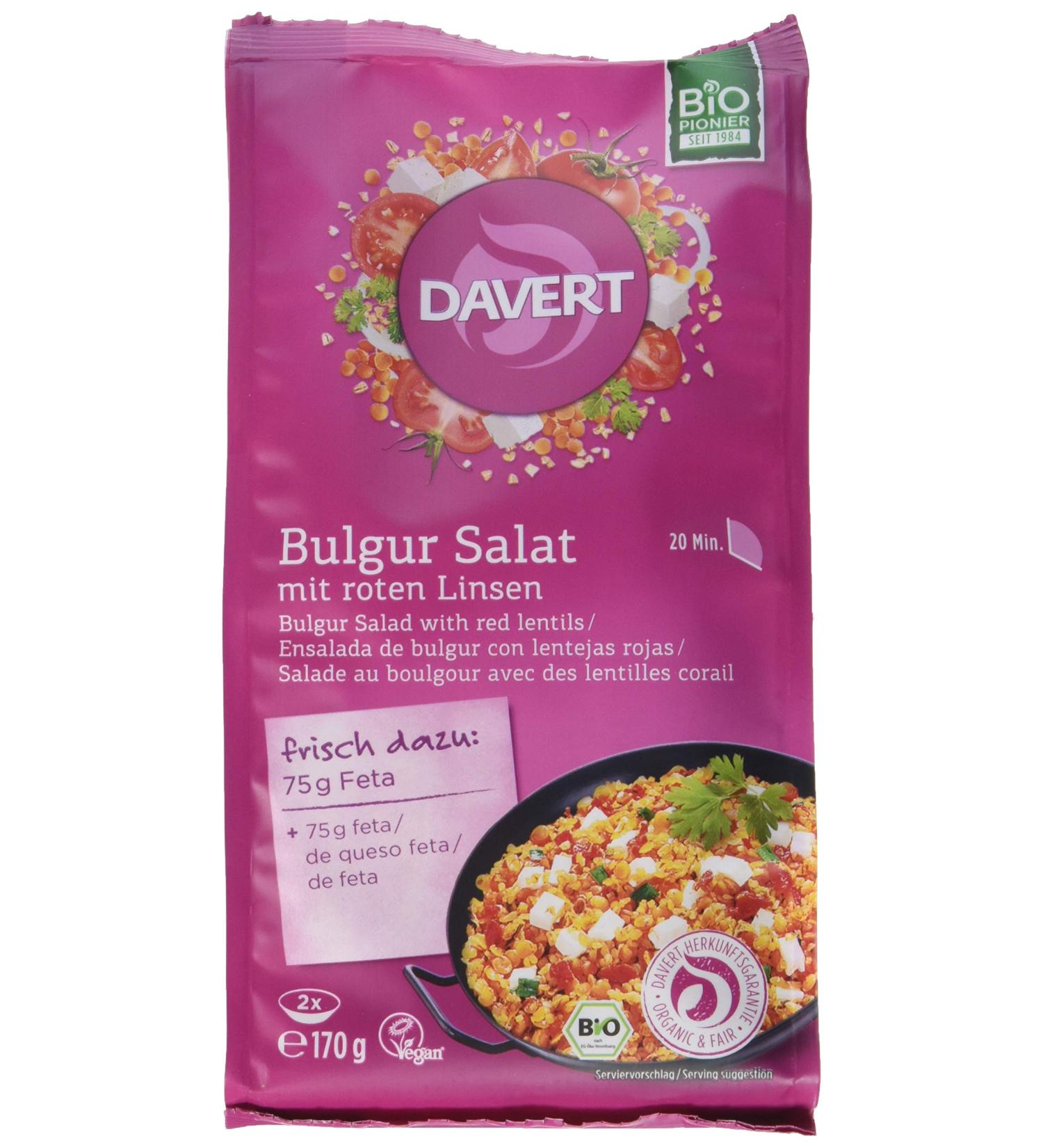 Davert Bulgur Salad - Pack of 6 (6 x 170 g) | Healthy Organic & Gluten-Free International Shipping - Buy Online on GoSupps.com