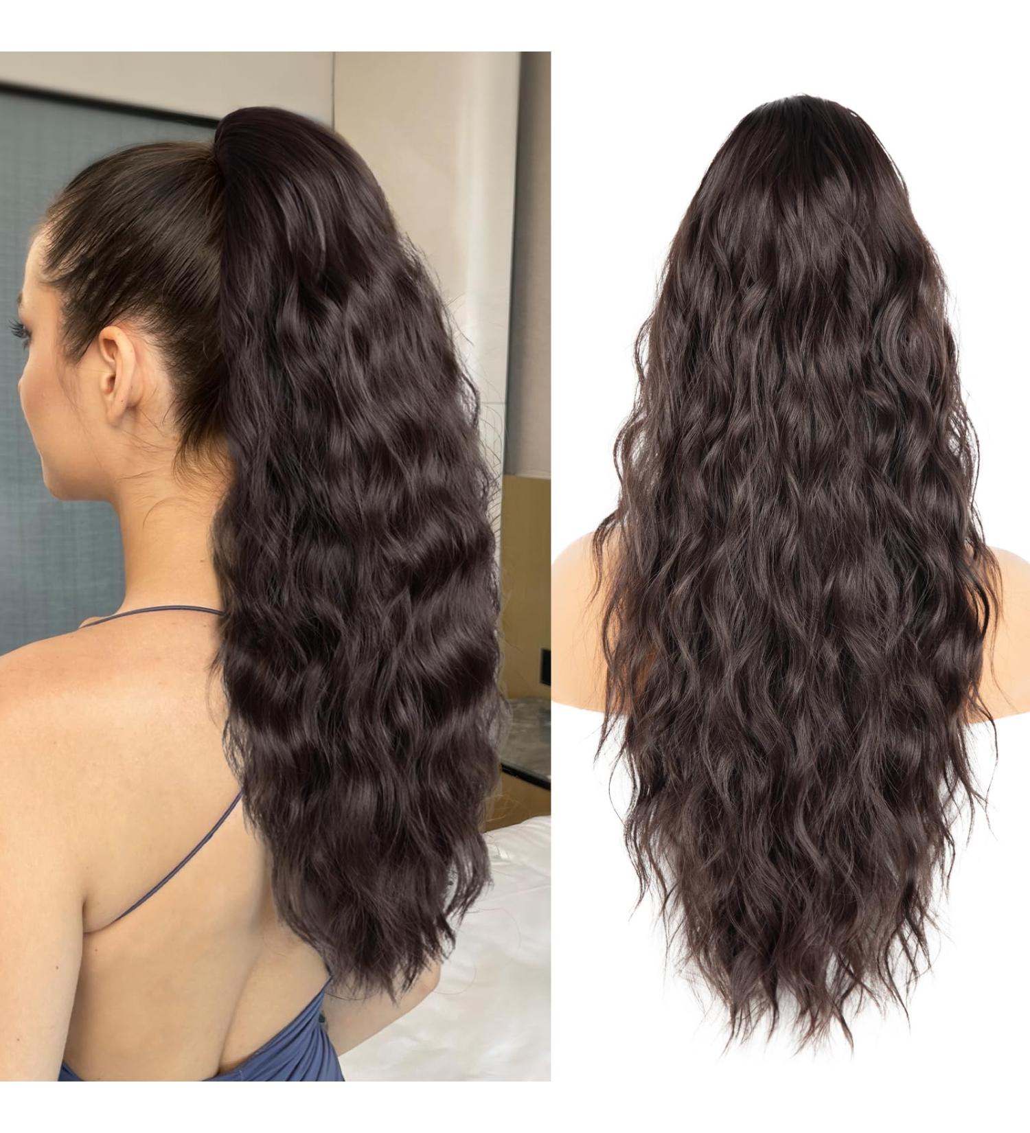 26 Inch Brown Ponytail Extension Natural Drawstring Ponytail Extension Long Wavy Hair Extensions Synthetic Hair Pieces for Women Soft Ponytail Hair Extension for Daily Use (Color: Brown) Drawstring-Brown - Buy Online on GoSupps.com
