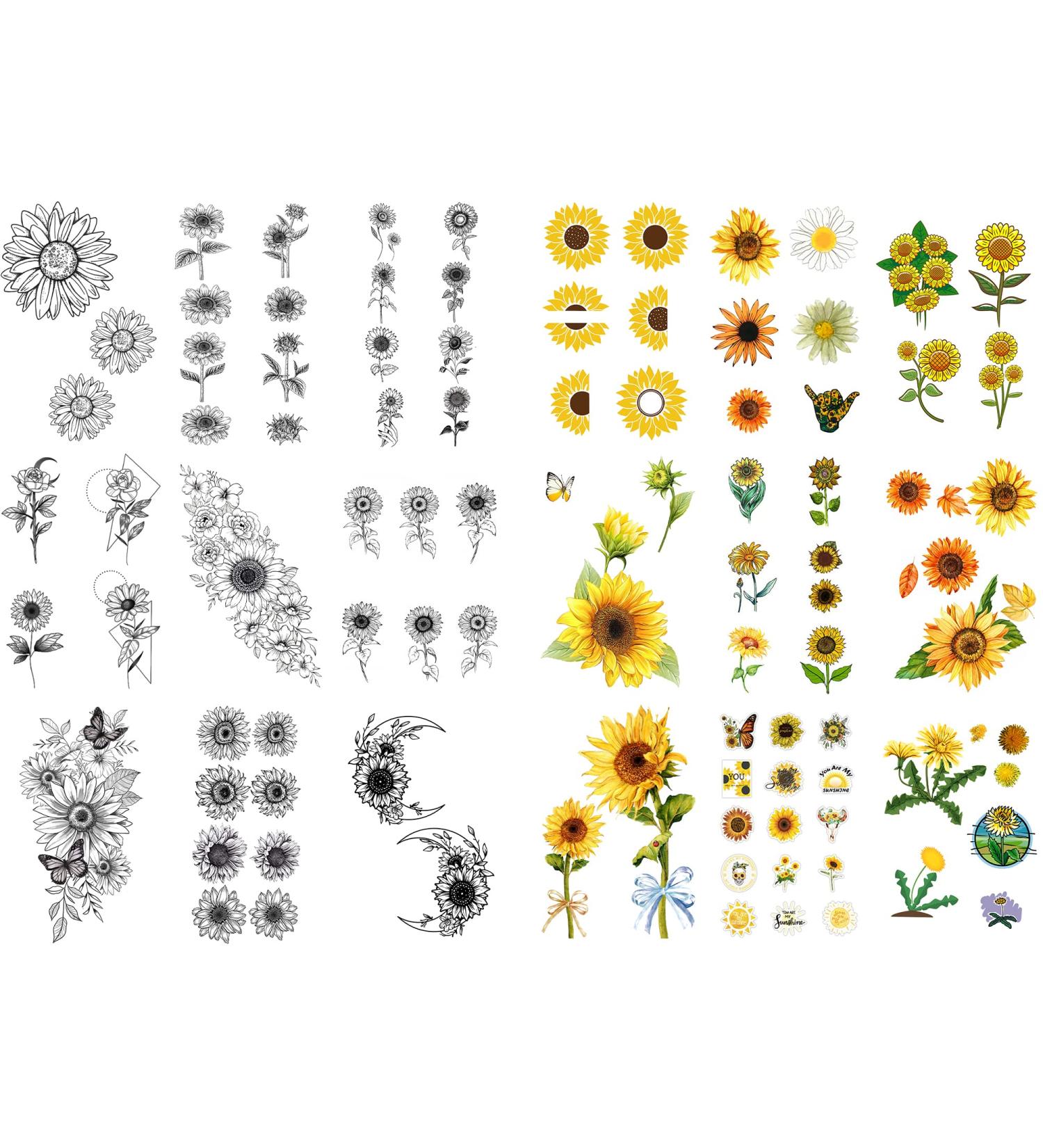 Dopetattoo Realistic Sunflower Temporary Tattoo for Women - Fake Tattoos for Girls and Adults - Buy Online on GoSupps.com