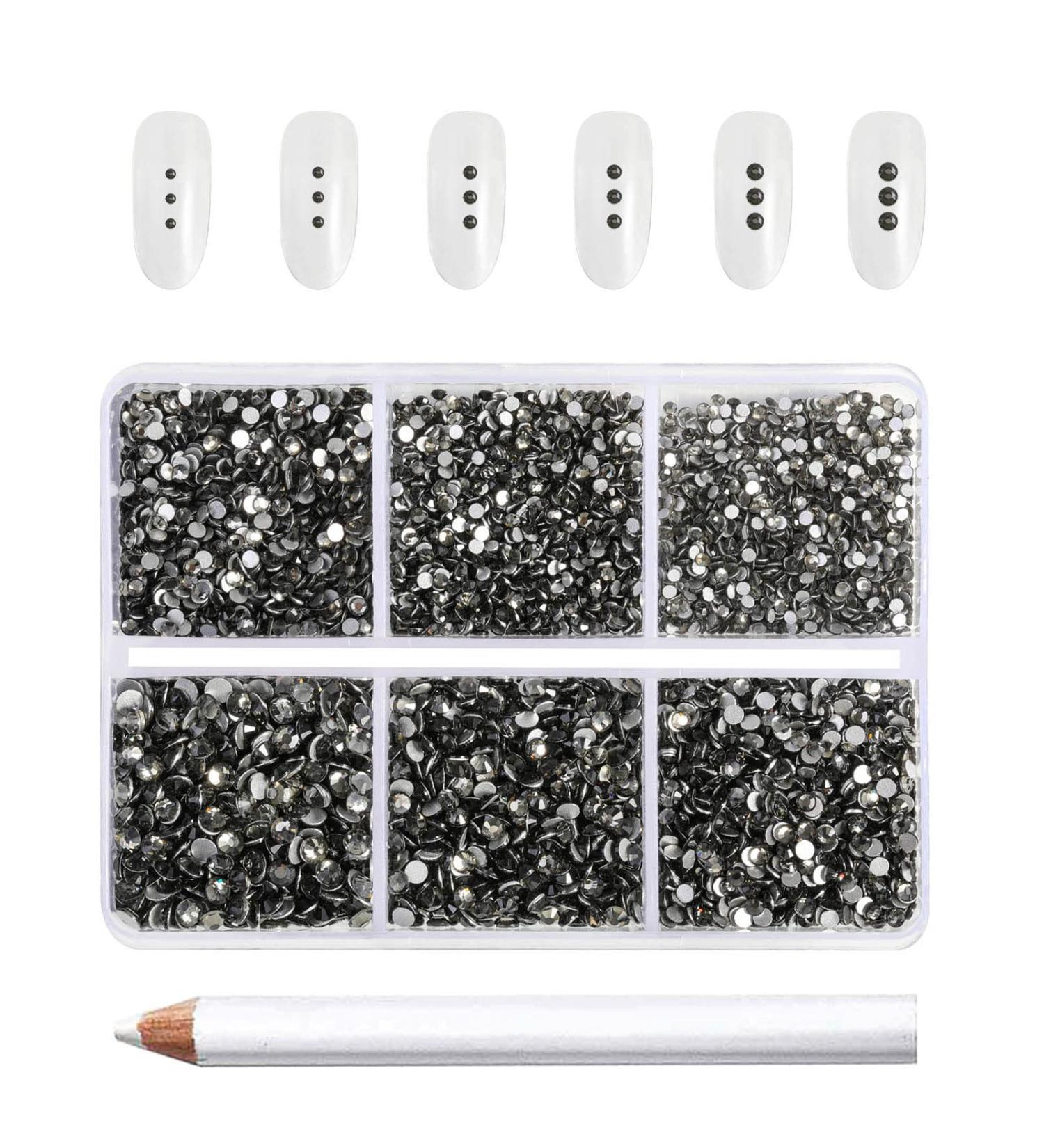 Beadsland 7200PCS Flatback Rhinestones - Clear Round Crystal Nail Gemstones & Wax Pencil Kit (SS3-SS10) - Mixed Sizes Anthracite Black Diamond for Handicrafts - Buy Online on GoSupps.com