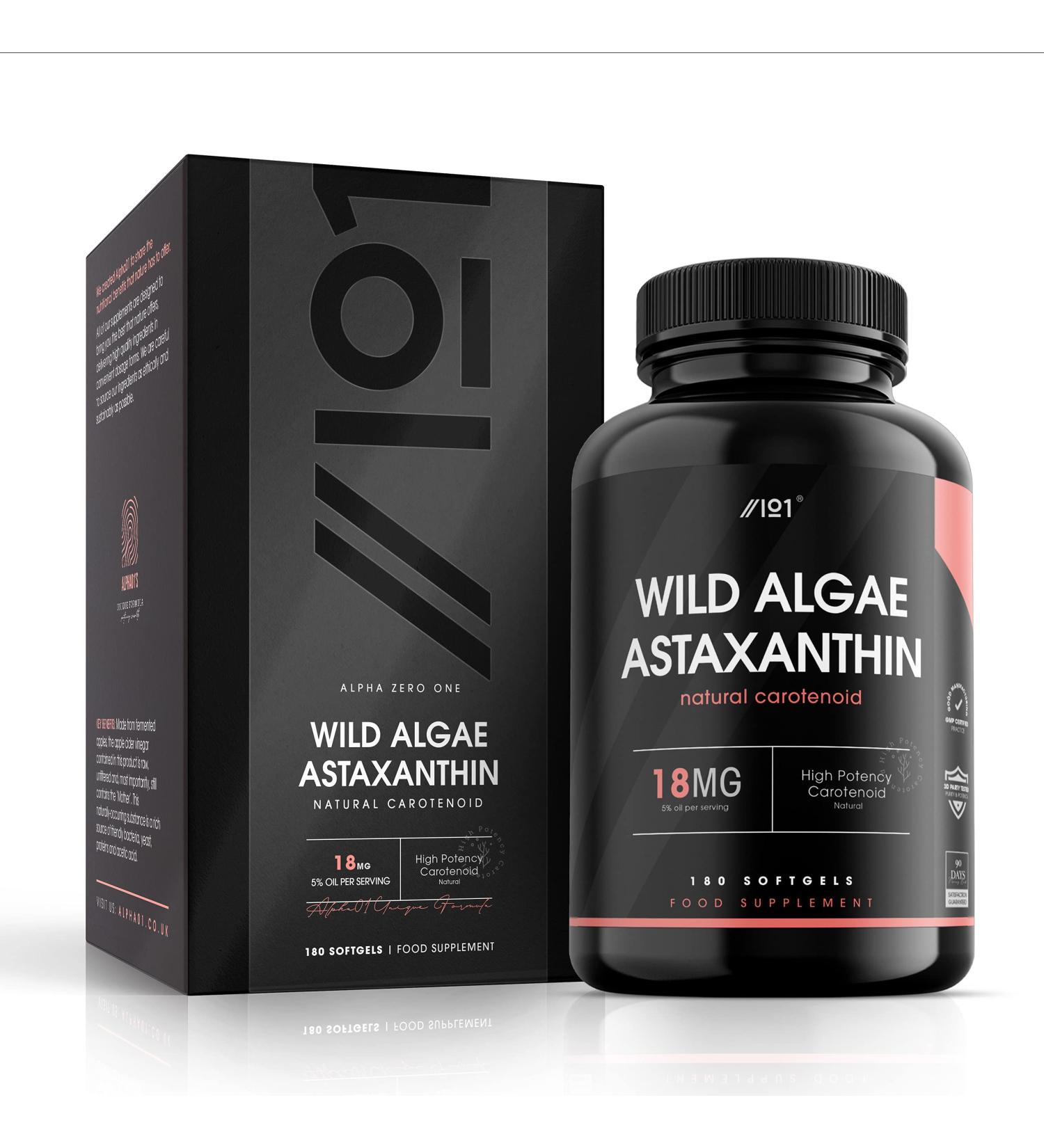 Astaxanthin Softgel - 18mg - High Potency Antioxidant - Made from Wild Algae with Olive Oil for Better Bioavailability - 180 Softgels - No Additives Non-GMO Gluten Free. (1 Pack) 180 count (Pack of 1) - Buy Online on GoSupps.com