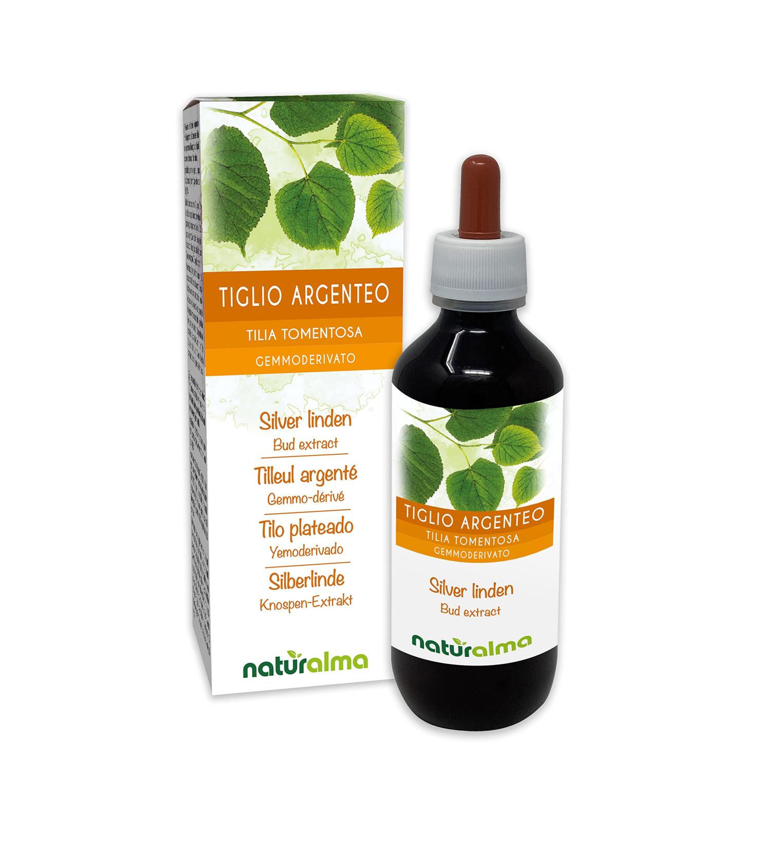 Silver lime tree (Tilia tomentosa) Gemmo-derived alcohol-free from fresh buds Naturalma - Liquid extract drops 200 ml - Food supplement - Vegan or vegan - Buy Online on GoSupps.com