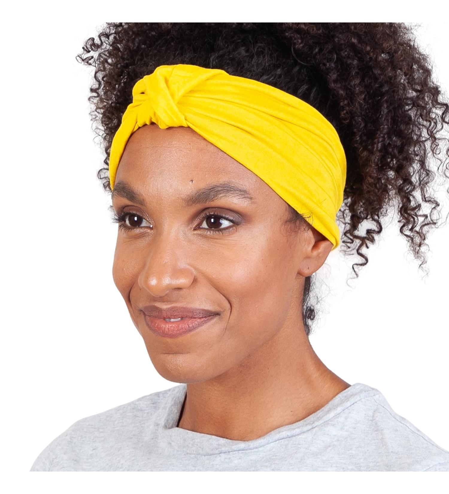 Olivia Sylx Twist Knot Headband for Women - African Turban Yoga Headband in Yellow - Buy Online on GoSupps.com