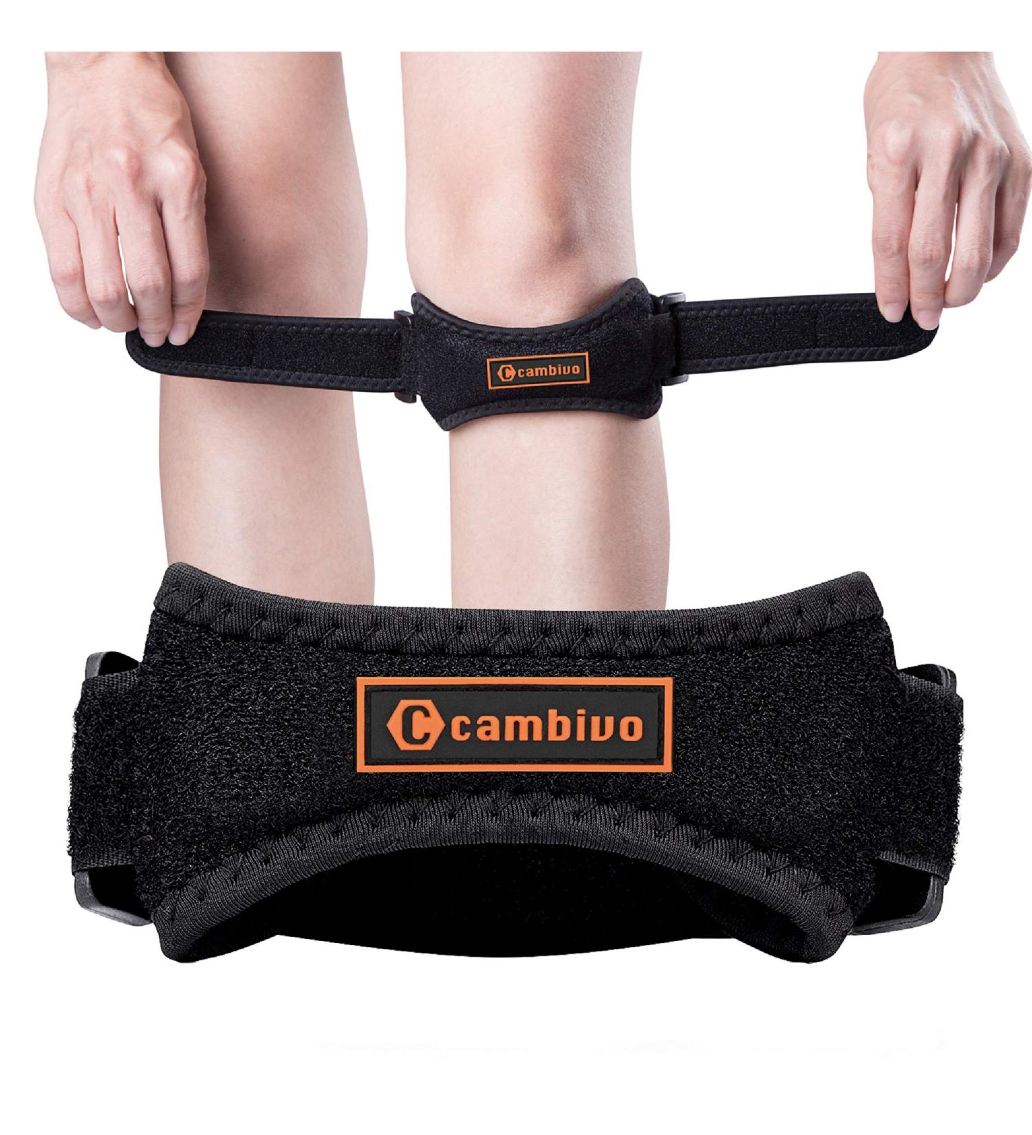 CAMBIVO 2 Pack Patella Tendon Knee Strap Knee Pain Relief Support Brace for Women Men Adjustable Band for Hiking Soccer Basketball Baseball Running Tennis Volleyball Squats Orange - Buy Online on GoSupps.com