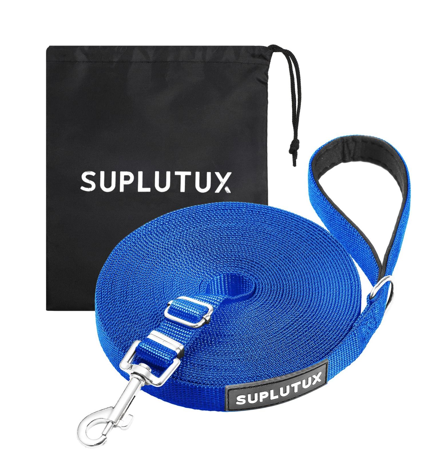 Suplutux 5m Dog Leash with Storage Bags | Robust Training Line for Large & Small Dogs | D-Carabiner & Grip Pad - Blue - Buy Online on GoSupps.com
