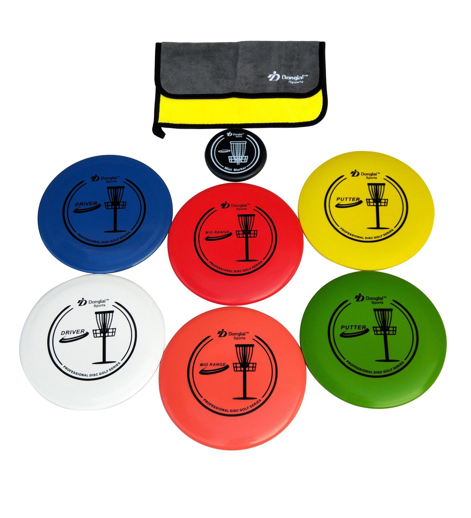 Donglai Disc Golf Starter Set - 2 Drivers, 2 Mid-Range, 2 Putters, Marker, Towel - Buy Online on GoSupps.com
