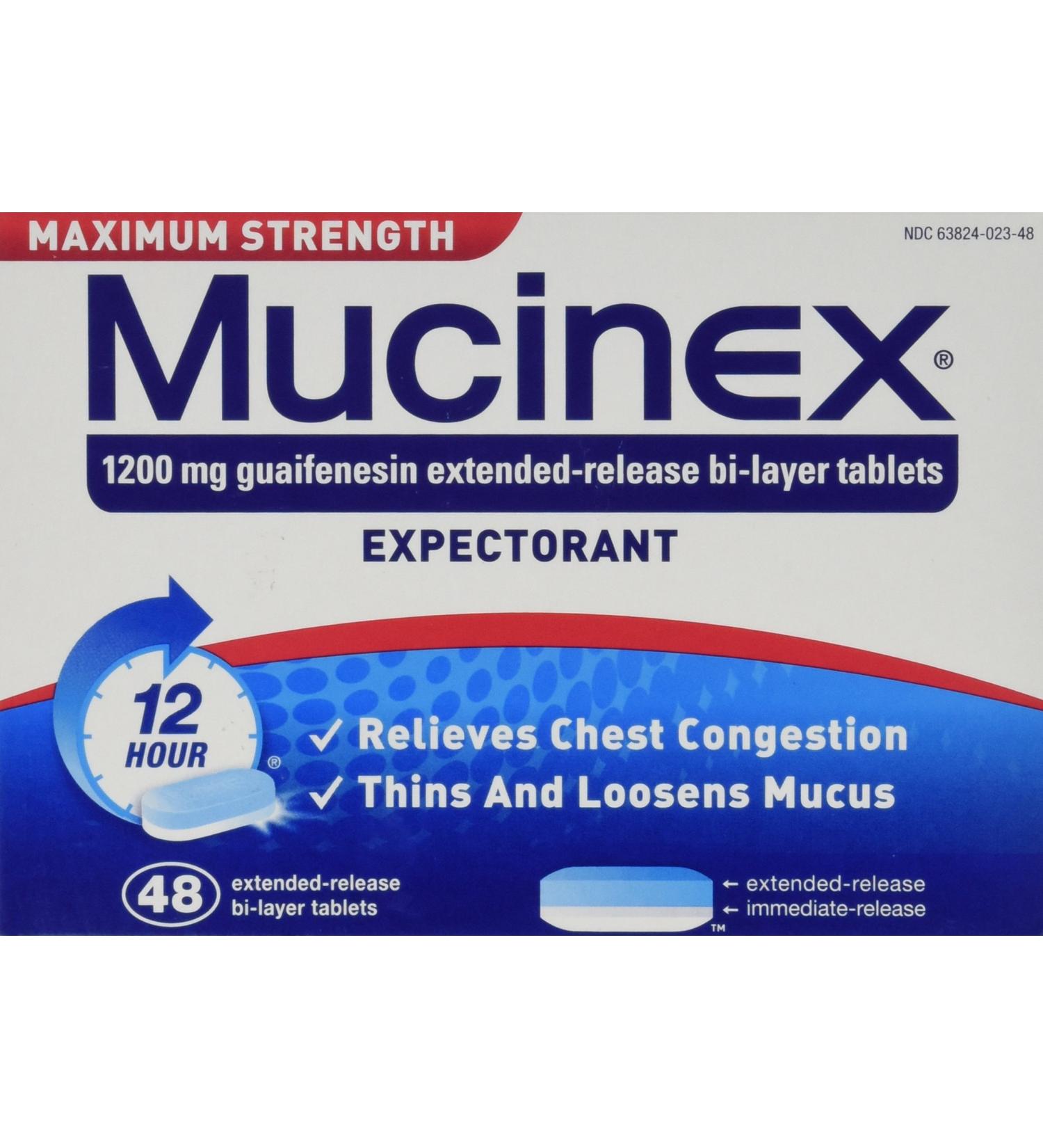 AEE Maximum Strength Mucinex Expectorant 1200mg Guaifenesin - 48 Extended-Release Tablets - Buy Online on GoSupps.com