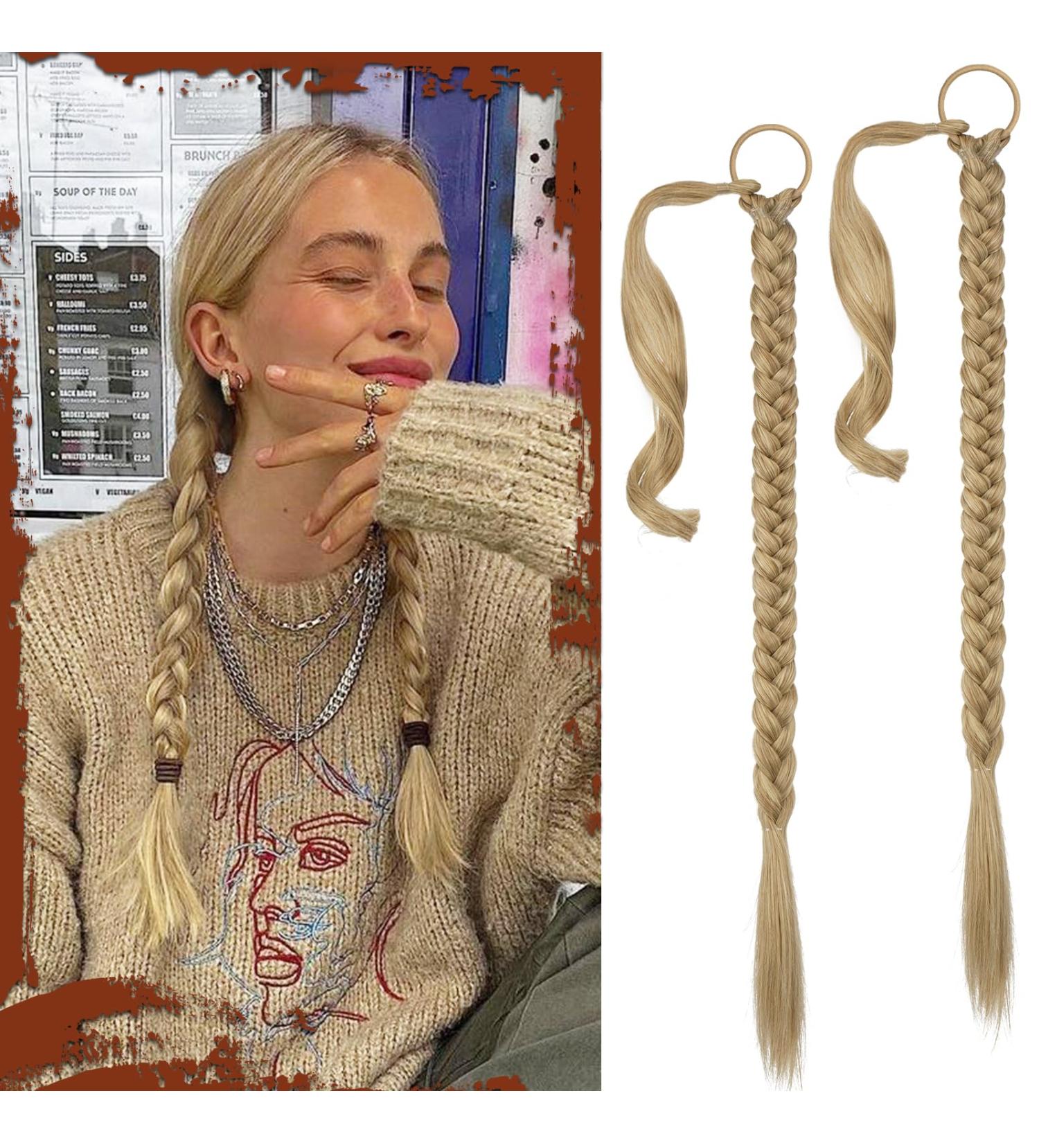 Sofeiyan Long Braid Ponytail Extension with Hair Tie Straight Sleek Wrap Around Hair Extensions Braid Pony Tail Fluffy Natural Soft Synthetic Hairpieces for Women Daily Wear 2Pcs 30 inch-Ash Blonde 30 Inch (Pack of 2) Ash Blonde - Buy Online on GoSupps.com