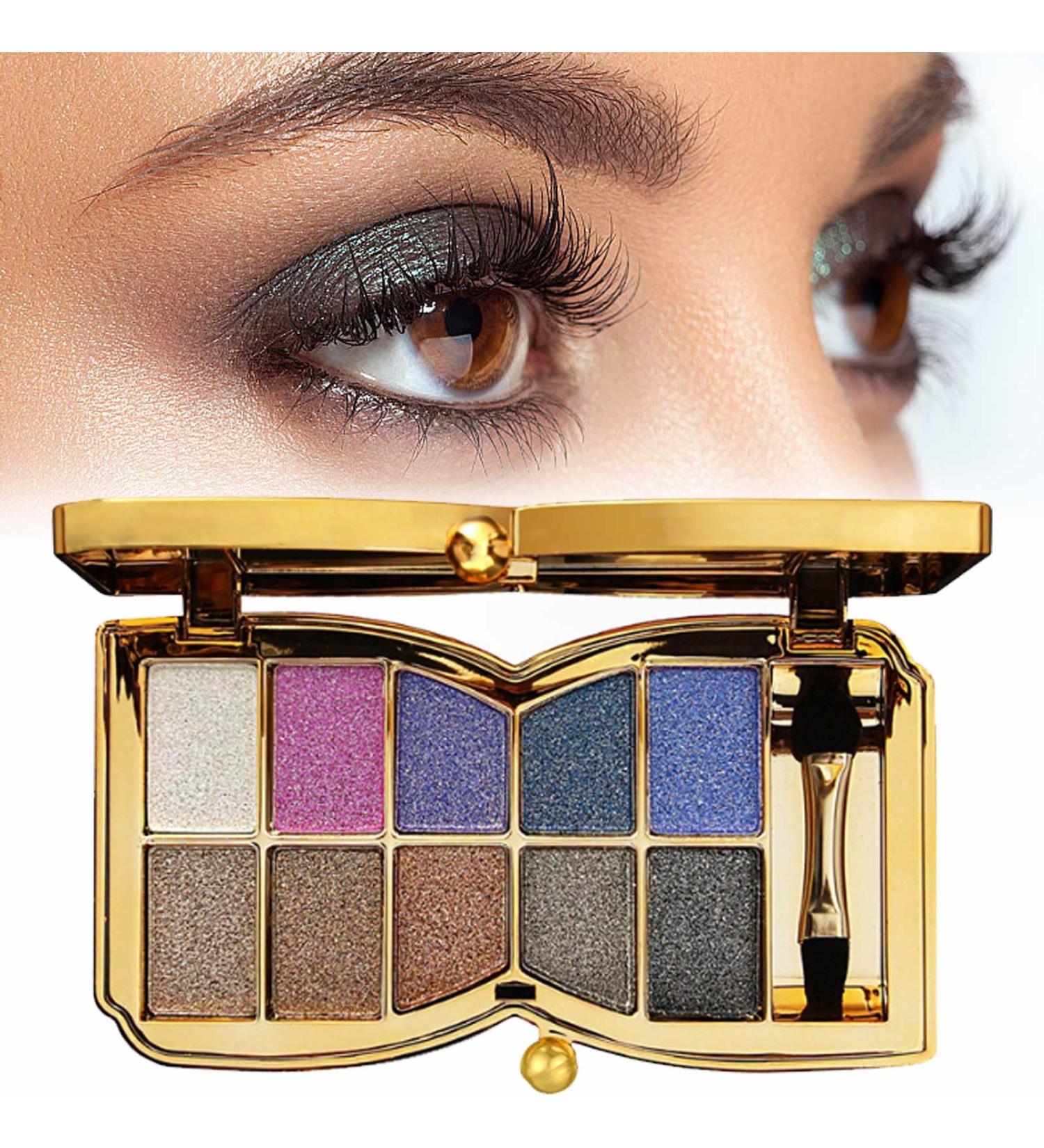 10 Colors Sparkle Shimmer Eyeshadow Palette Gold Eyeshadow Shimmer Makeup Palette Highly Pigmented Long Lasting Makeup Set Eye Shadow Palette Makeup 04 - Buy Online on GoSupps.com