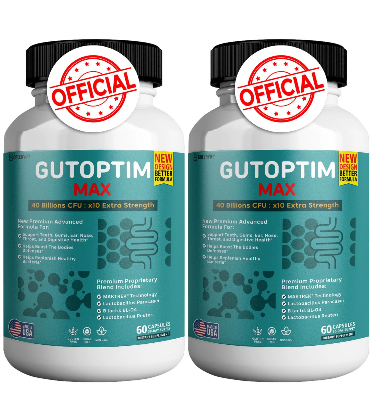 GREENVIFY GutOptim Max for Gums and Teeth Health - 40 Billion CFU Advanced Oral Probiotics Fresh Breath Support - 120 Capsules Oral Care Gums and Teeth Supplement (2) - Buy Online on GoSupps.com