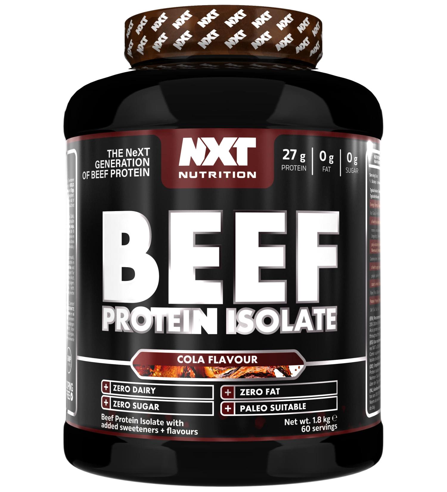 NXT Nutrition Beef Protein Isolate Powder - Natural Amino Acids - Paleo Keto Friendly - Dairy & Gluten Free | 1.8kg (Cola) - Buy Online on GoSupps.com