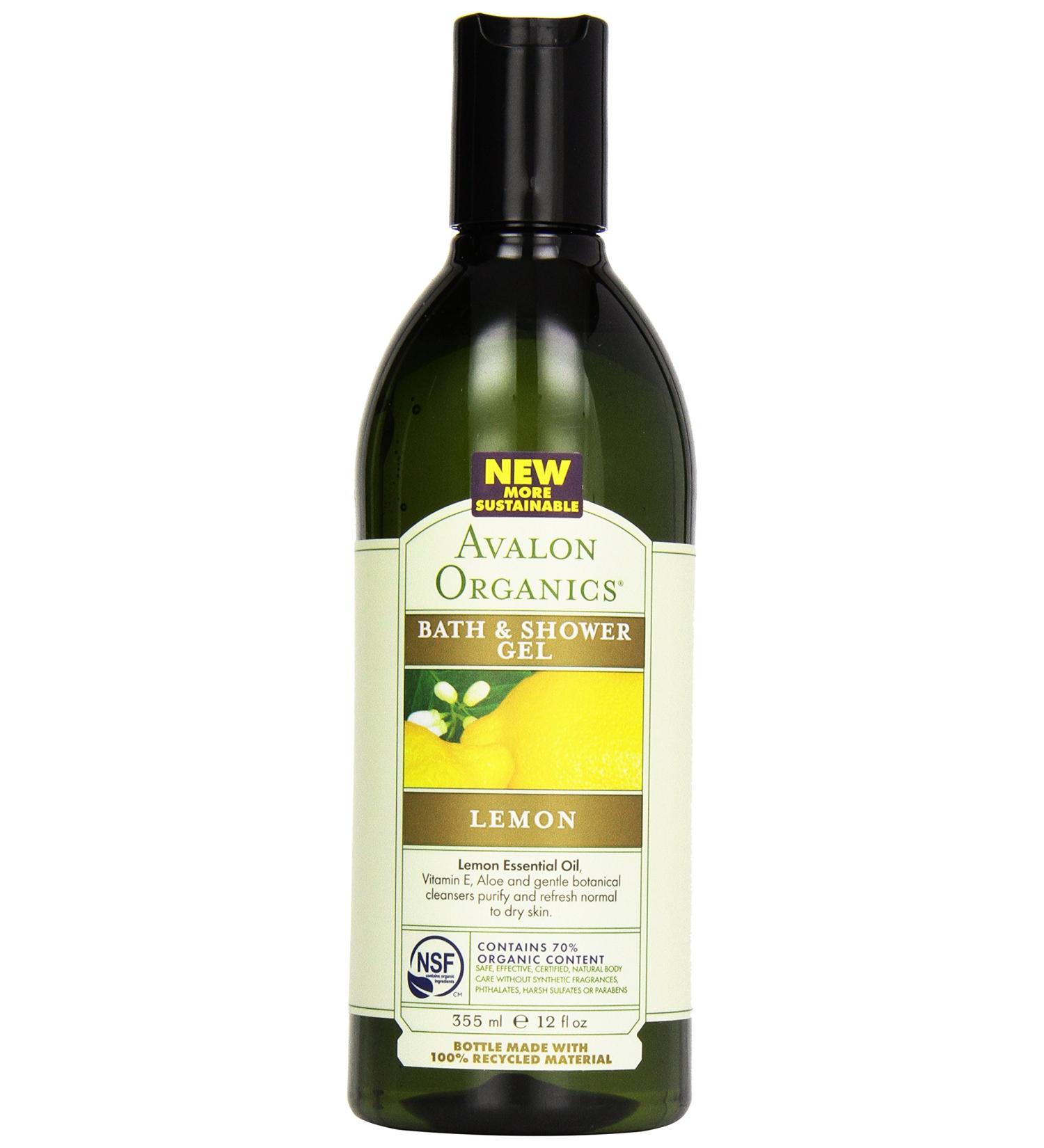 Avalon Organic Botanicals Lemon Bath & Shower Gel 12 oz - Refreshing Natural Cleanser for All Skin Types - Shop Internationally - Buy Online on GoSupps.com