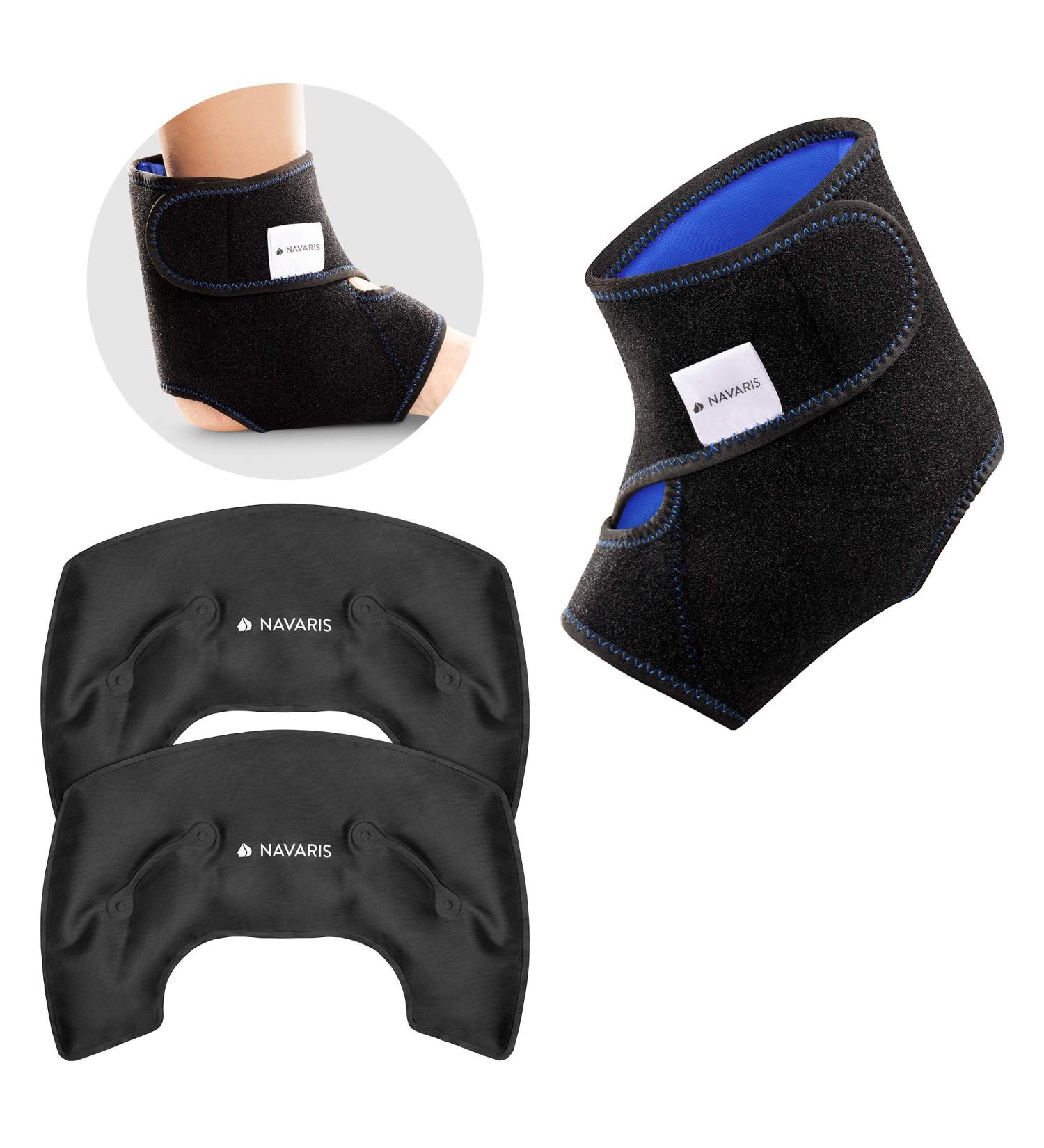 Navaris Ankle Gel Compress - Reusable Cold Warm Cooling Pads (2 Pack) for Foot Relief - Thermopad Cuff for Right & Left Ankle Pain Relief - Buy Online on GoSupps.com