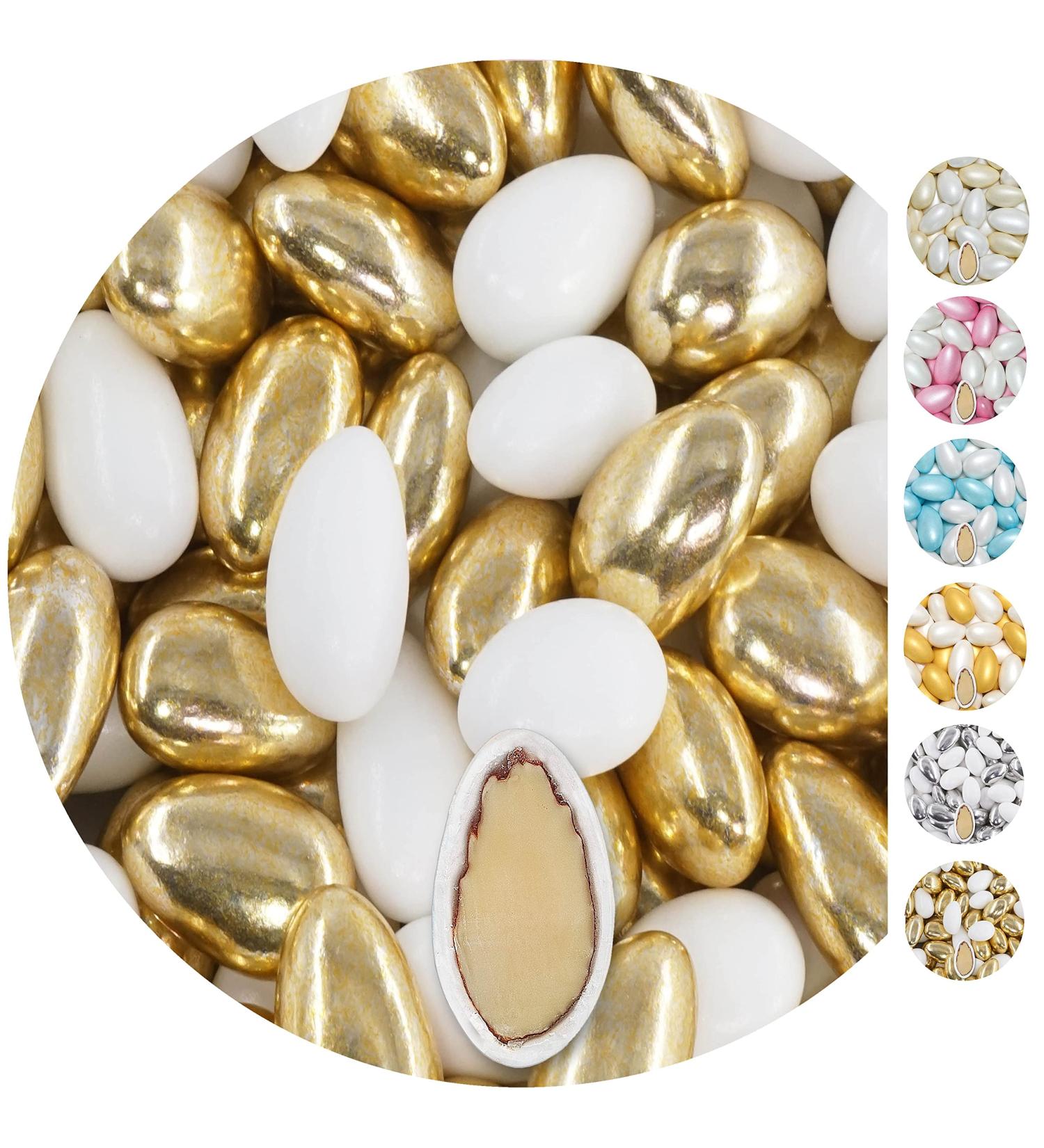 Buy 1kg White Gold Shine Wedding Almond Conchiglia Mix | Perfect Guest Gifts for Weddings & Baptisms | Sugar Almonds & Confetti Candy Bar Treats - Buy Online on GoSupps.com