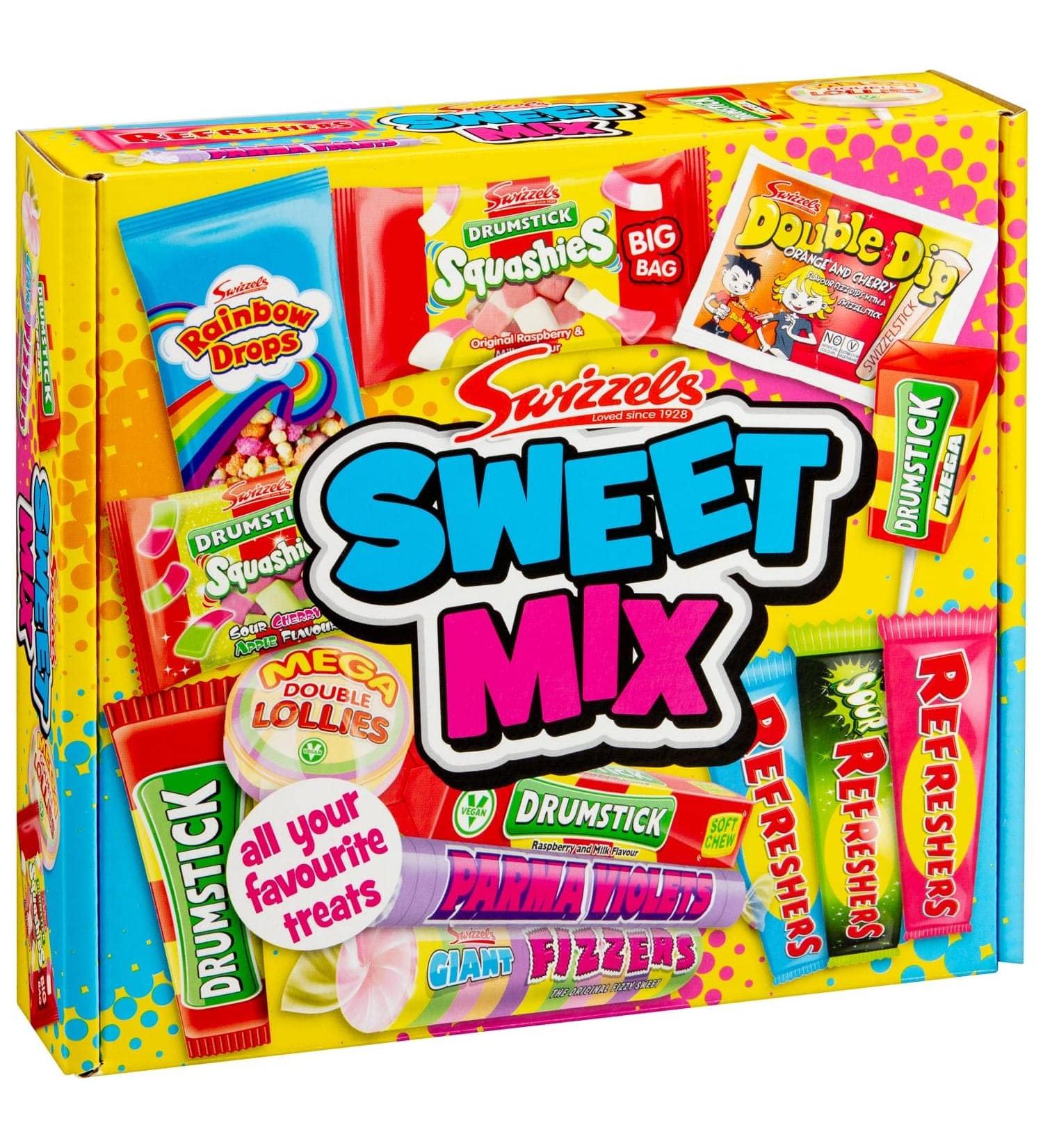 Sweetess Mix Favourites - Delicious Special For Tasty And Twisty Treat Gift - Favourite Sweetss - Includes - Rainbow Drops - Drumsticks Squashies - Refreshers - Parma Violets - Fizzers - Mega Lollies