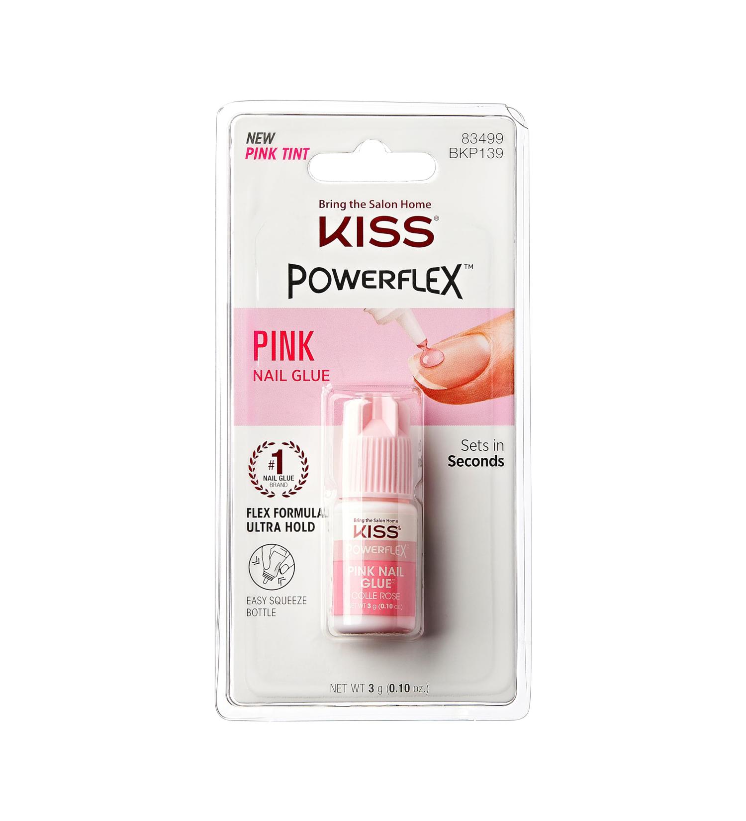 KISS PowerFlex Pink Nail Glue for Press On Nails Ultra Hold Flex Formula Nail Adhesive Includes One Bottle 3g (0.10 oz.) with Twist-Off Cap & Nozzle Tip Squeeze Applicator - Buy Online on GoSupps.com