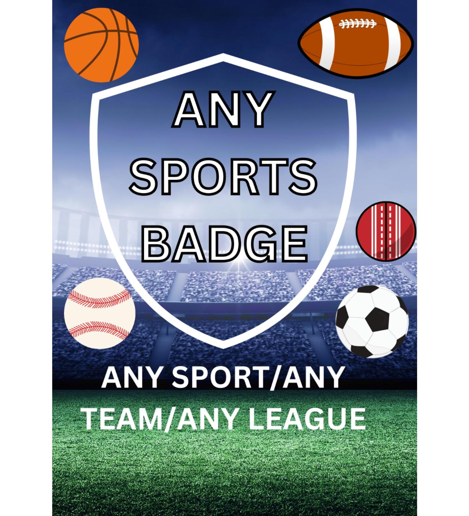 5" Edible SPORTS/FOOTBALL badge cake Toppers Cake decorations uncut ANY TEAM/ANY SPORT (wafer card)
