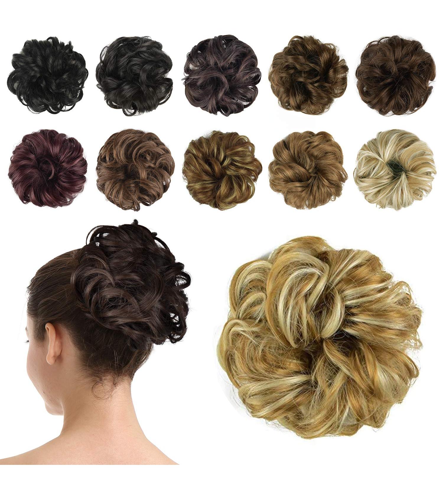 BARSDAR Hair Bun Extension: Updo Curly Messy Bun - Lightest Ash Brown & Bleach Blonde - Buy Online on GoSupps.com