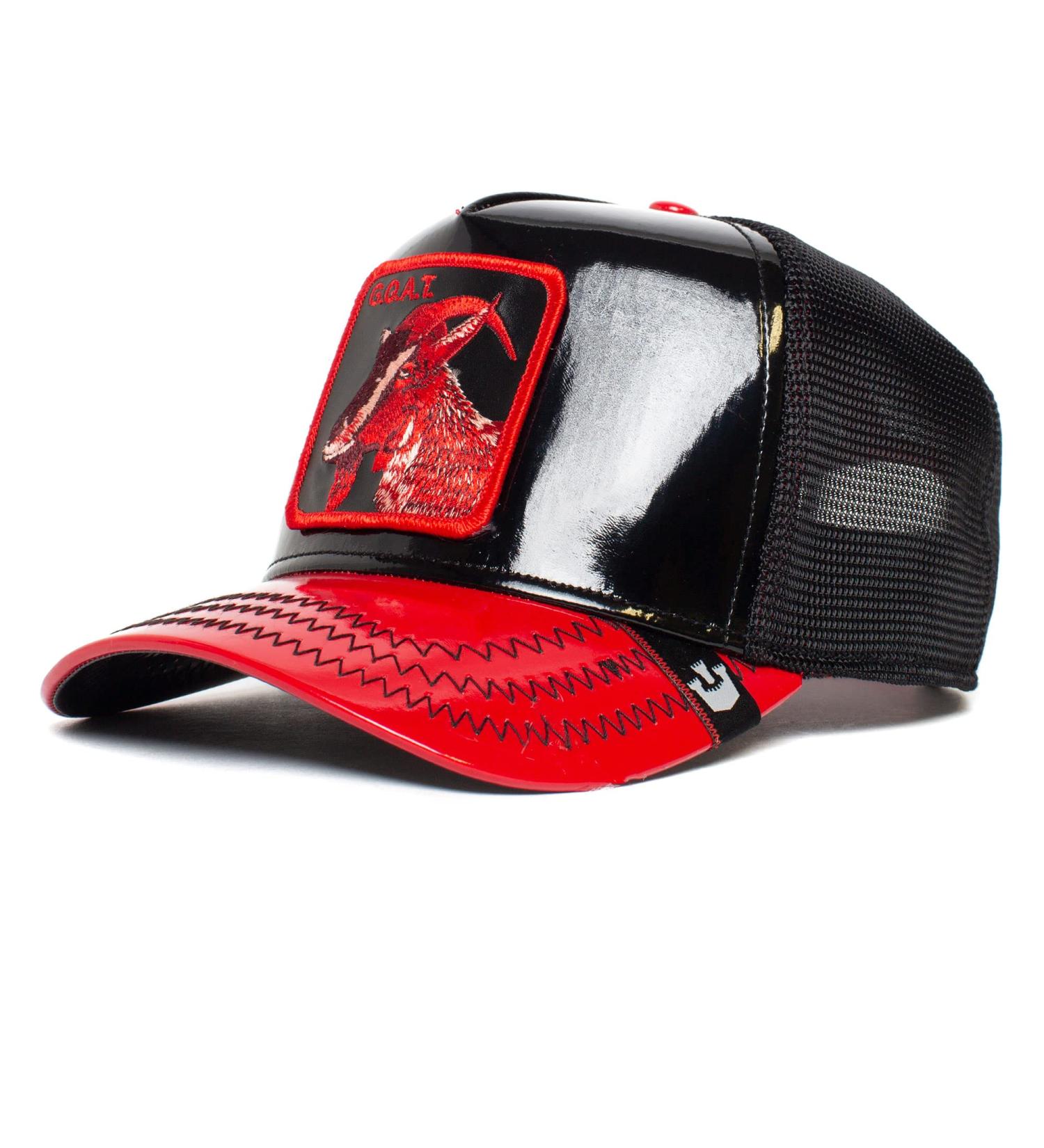 Goorin Bros. The Farm Unisex High Shine Faux Leather Snapback Trucker Hat in Black - Goaty McGoatface - Buy Online on GoSupps.com