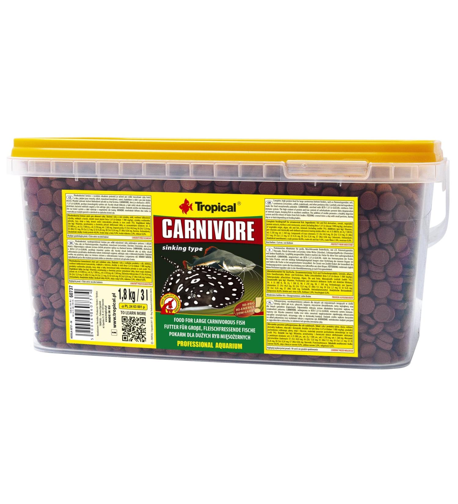 Tropical Carnivore 3L / 1.8kg - Food for Deep Sea Carnivorous Fish