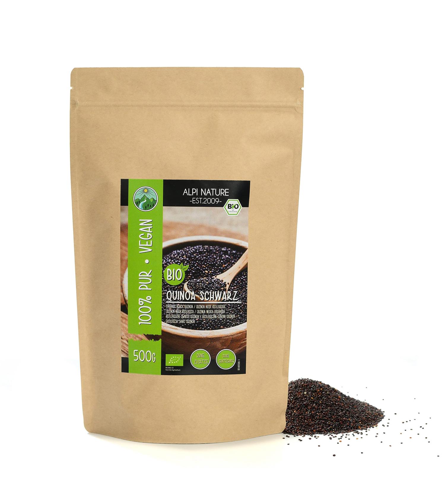 Buy Organic Black Quinoa 500g - Gluten-Free Vegan & 100% Natural - Laboratory Tested - Buy Online on GoSupps.com
