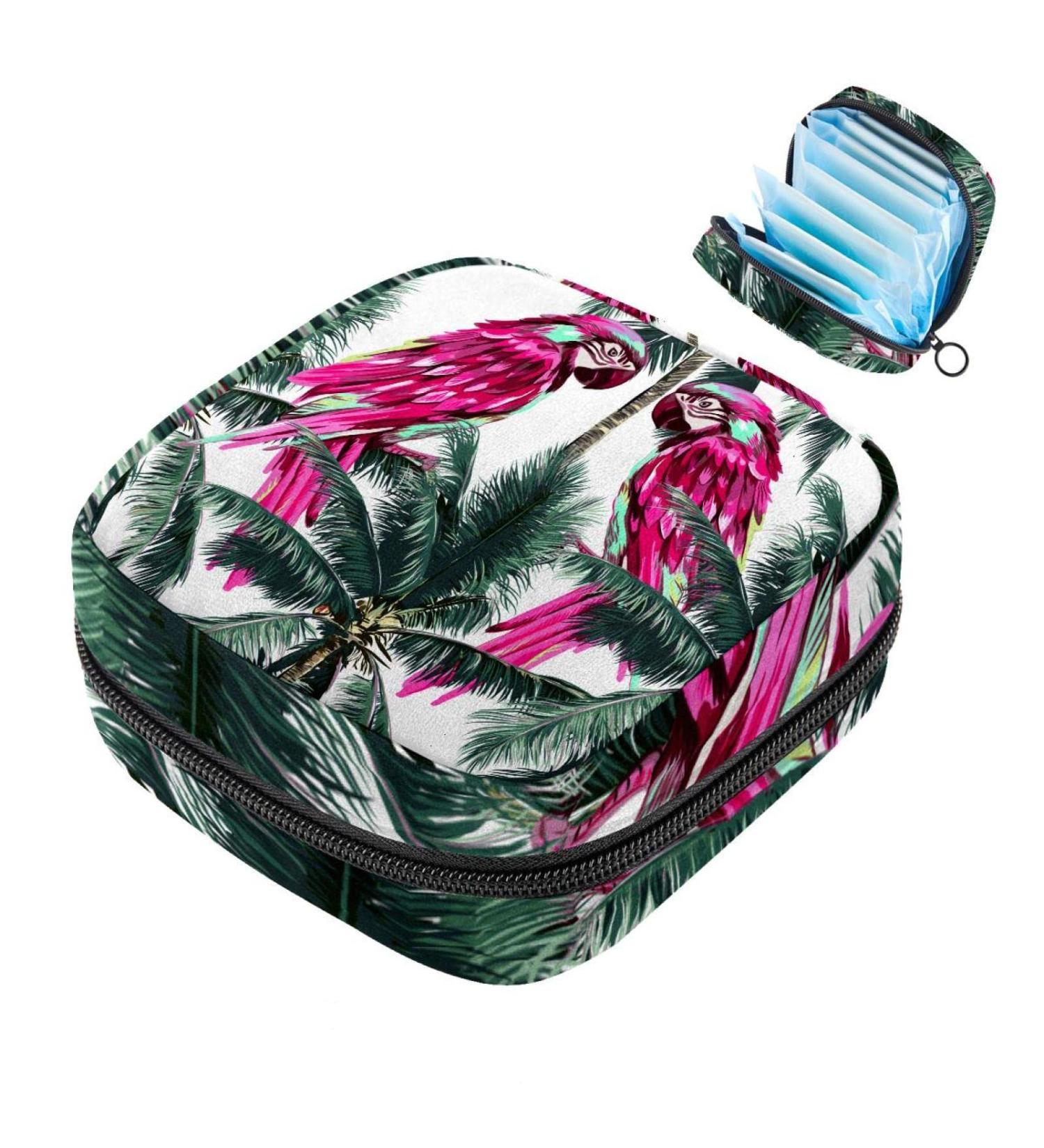 Shop Stylish Storage Bags for Women: Tropical Parrots & Exotic Designs for Menstrual Cups & Bandages - Buy Online on GoSupps.com