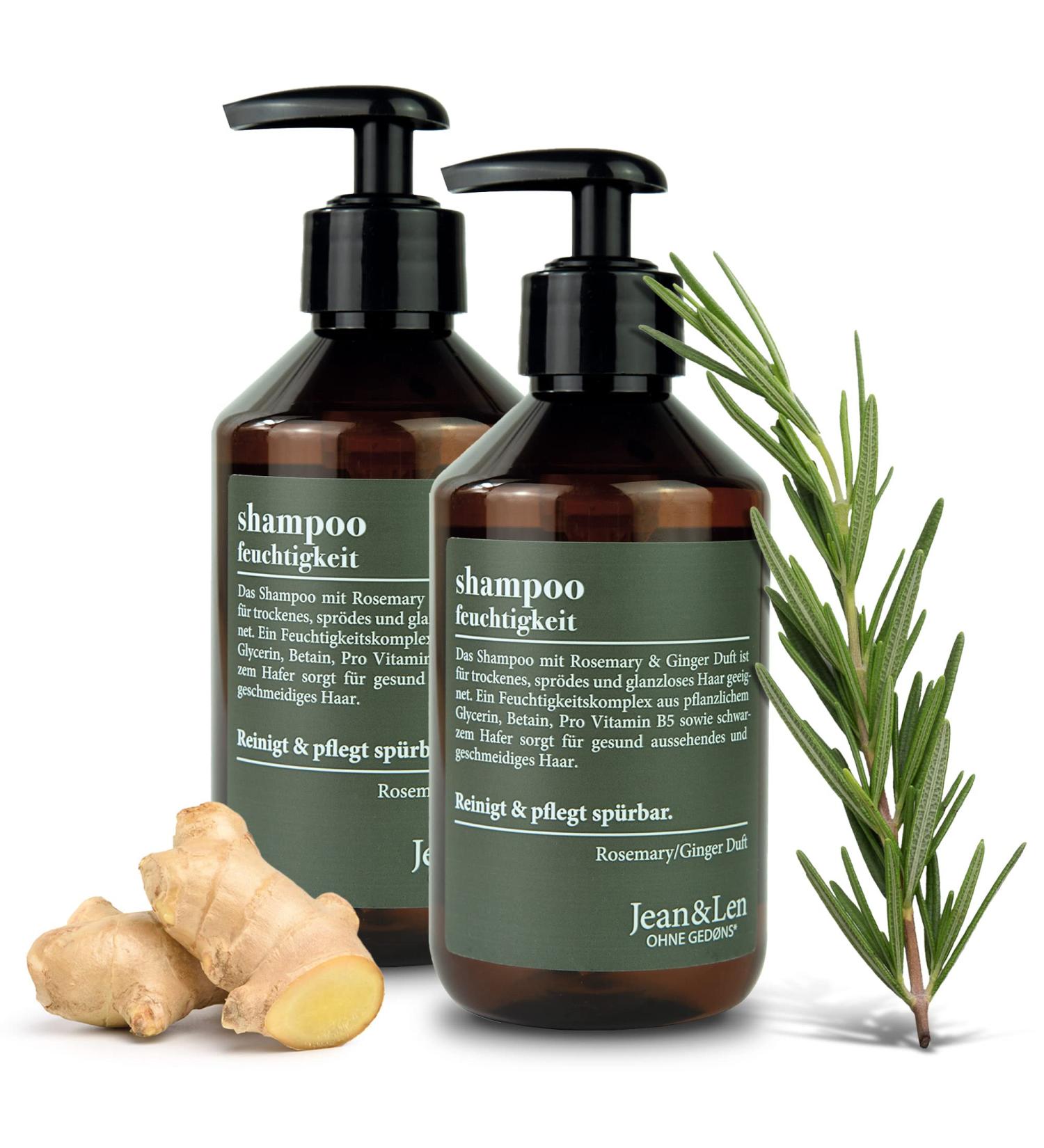  Jean & Len Jean & Len Rosemary & Ginger Moisturizing Shampoo for Dry & Brittle Hair with Hydrating Complex Spicy & Fresh Rosemary & Ginger Scent Paraben & Silicone Free 2 x 300 ml - Buy Online on GoSupps.com