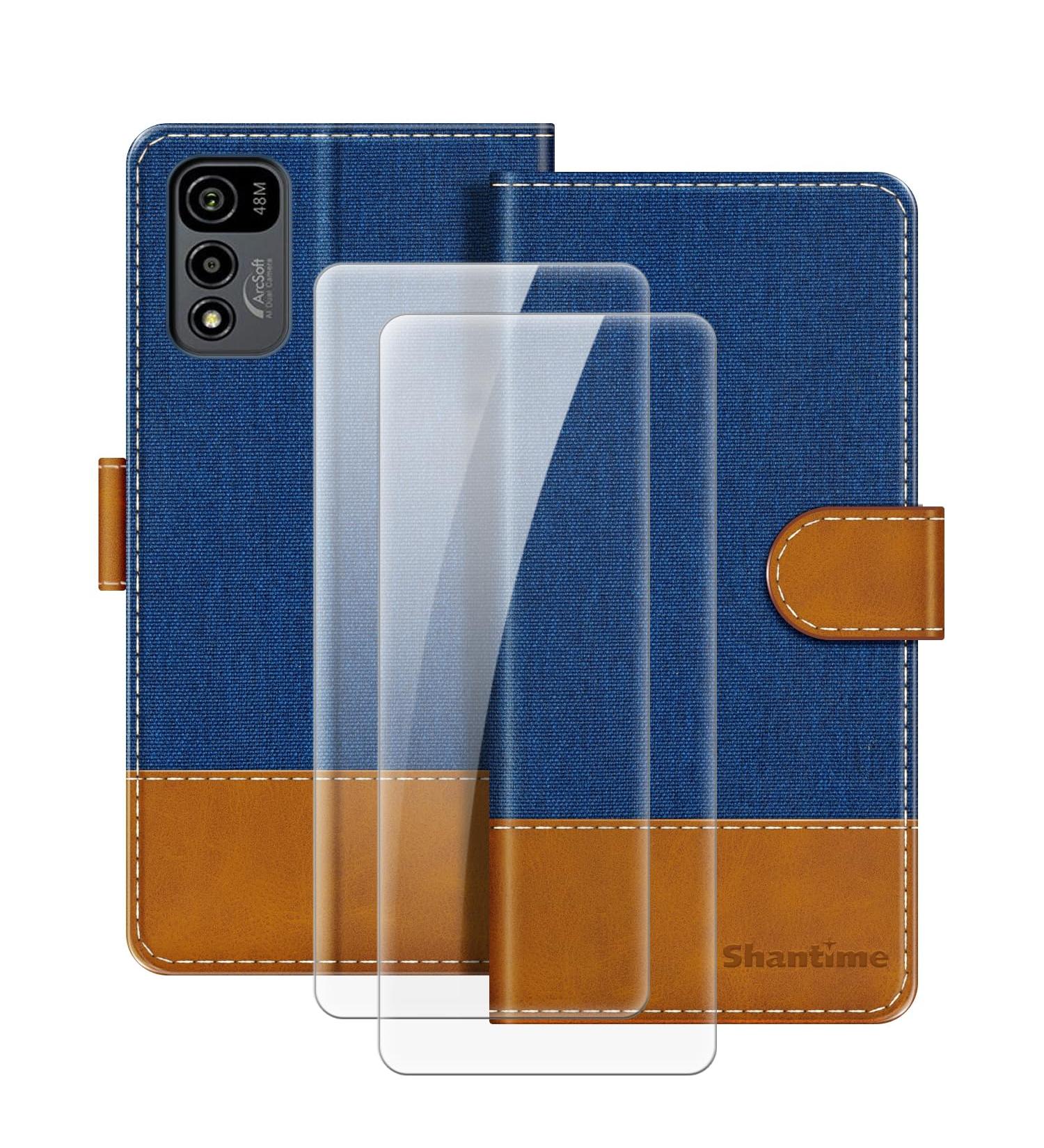 Milegao Leather Magnetic Cover for Coolpad Cool 20 - Wallet with Card Slot + 2 Hardened Glass Screen Protectors - Gray - Buy Online on GoSupps.com
