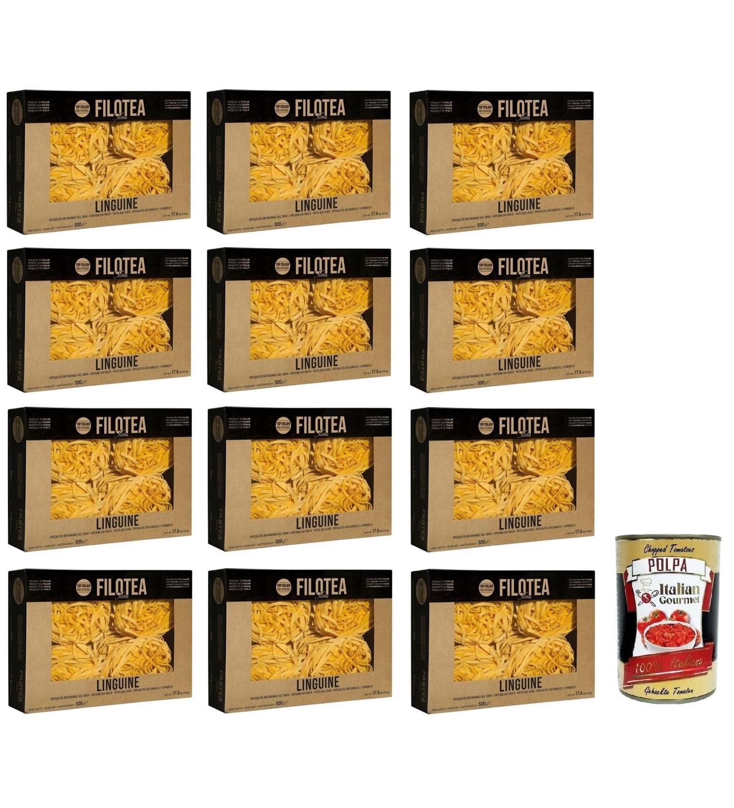  Italian Gourmet E.R. Filotea Linguine Egg Pasta Pack of 12 egg pastas made with Italian ingredients 500g + 400g box - Buy Online on GoSupps.com