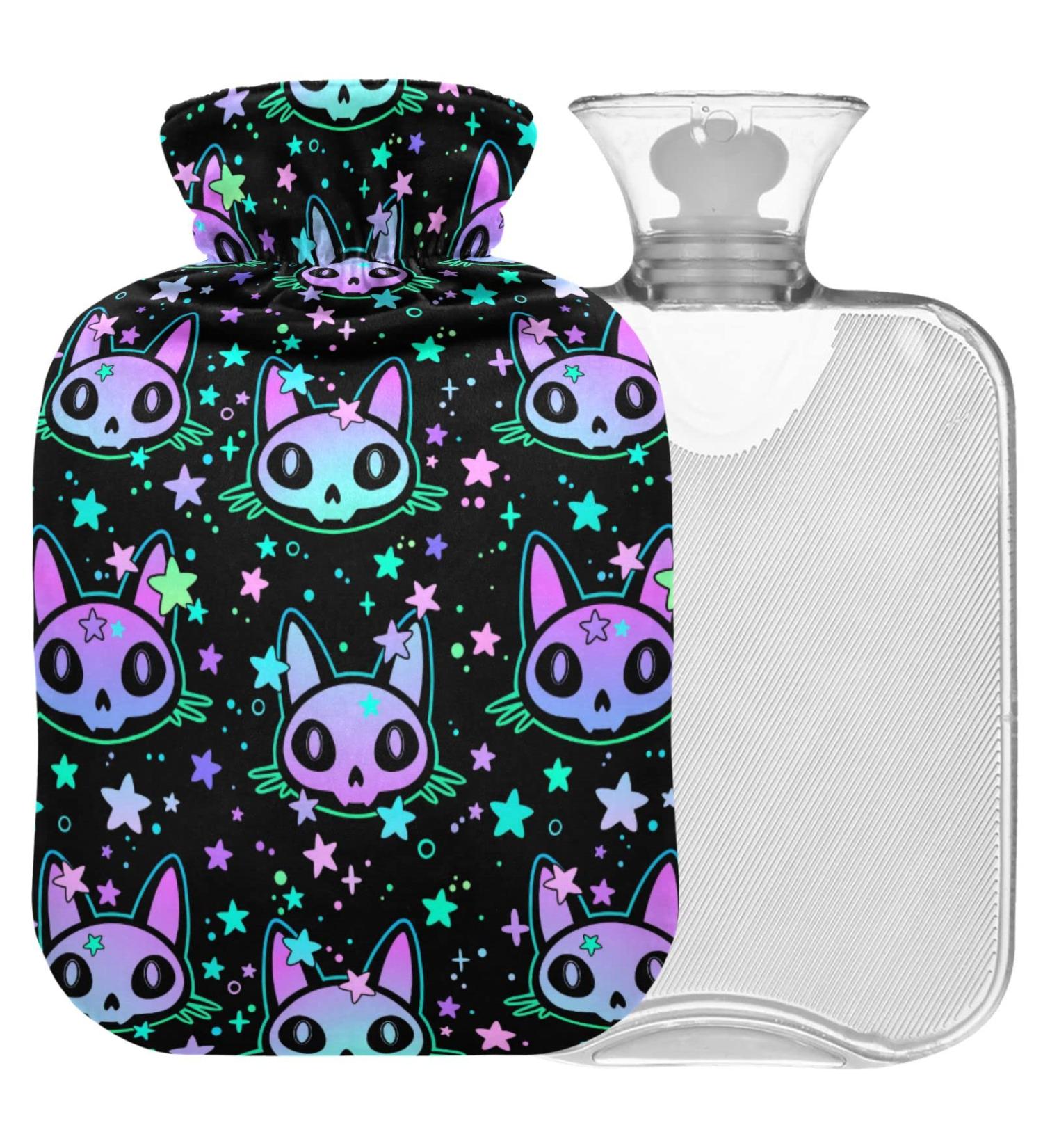 Naanle Halloween Black Cats Hot Water Bottle | 1L Transparent Heat & Cold Therapy | Pain Relief & Comfort - Buy Online on GoSupps.com