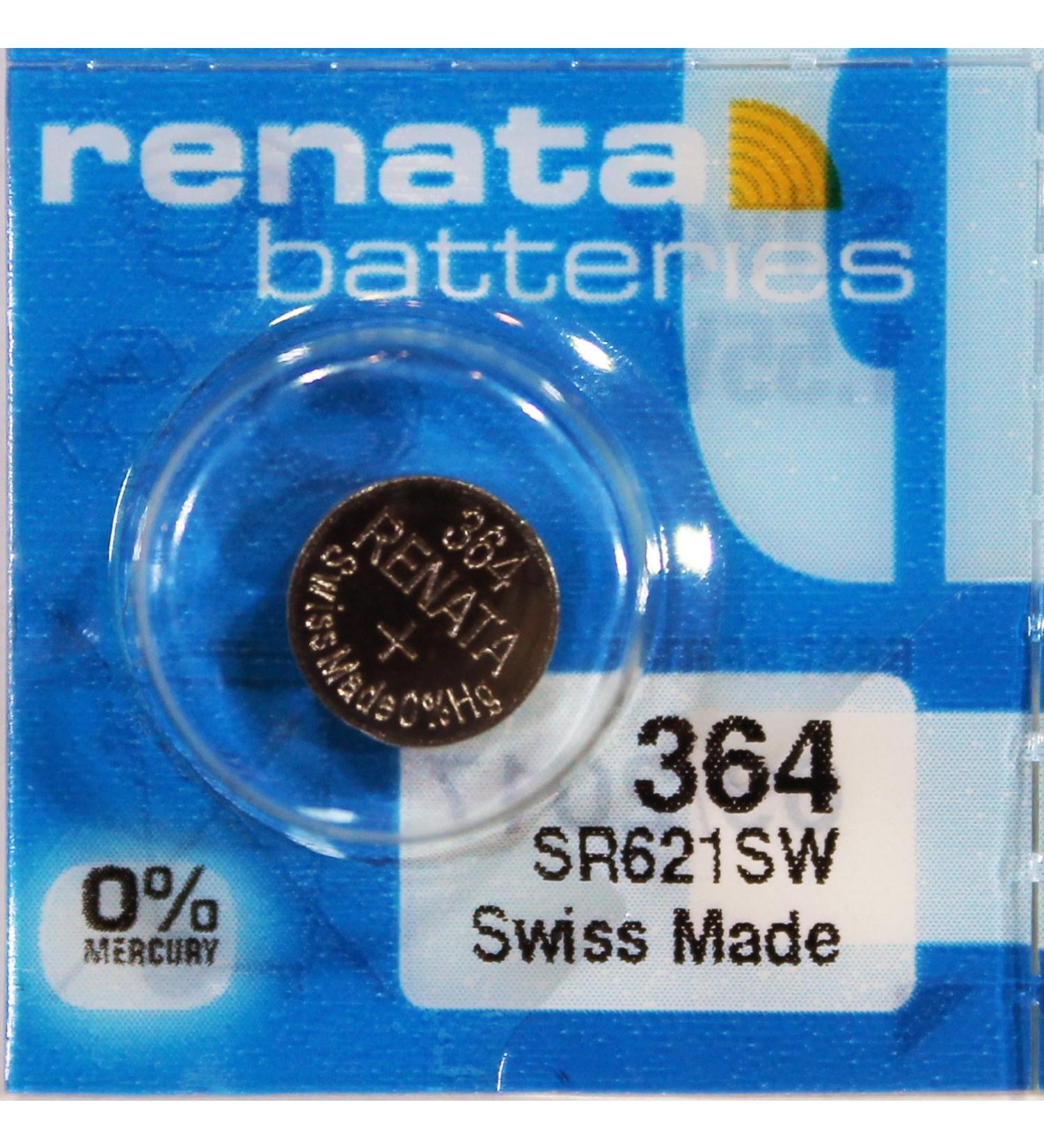 Renata Silver Oxide Watch Battery For 364 Button Cell 5 Batteries