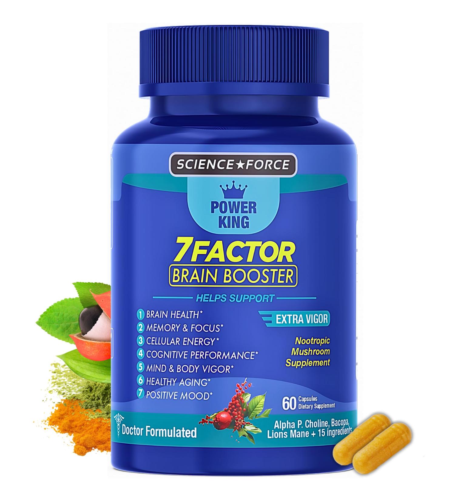 Brain Supplements for Memory & Focus - Nootropic Brain Health - Cognitive Performance Clarity Energy Mental Vigor Shilajit - Alpha Choline Lion's Mane Bacopa 18 Premium Ingredients - Buy Online on GoSupps.com