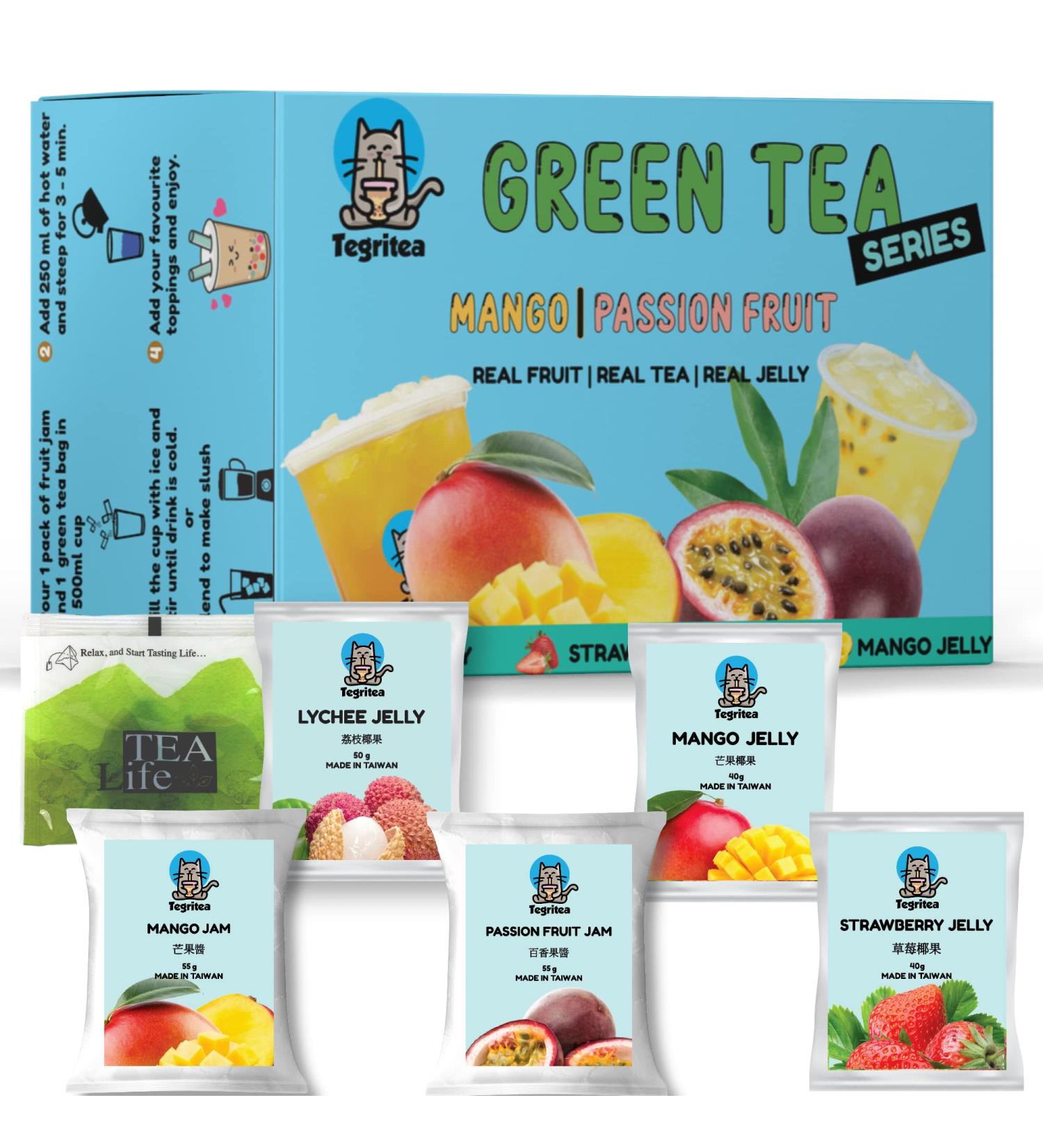 Best Bubble Tea DIY Kit | Ready In 1 Minute | 500ml Per Serving (Passion Fruit | Mango Green Tea 12 Servings) - Buy Online on GoSupps.com