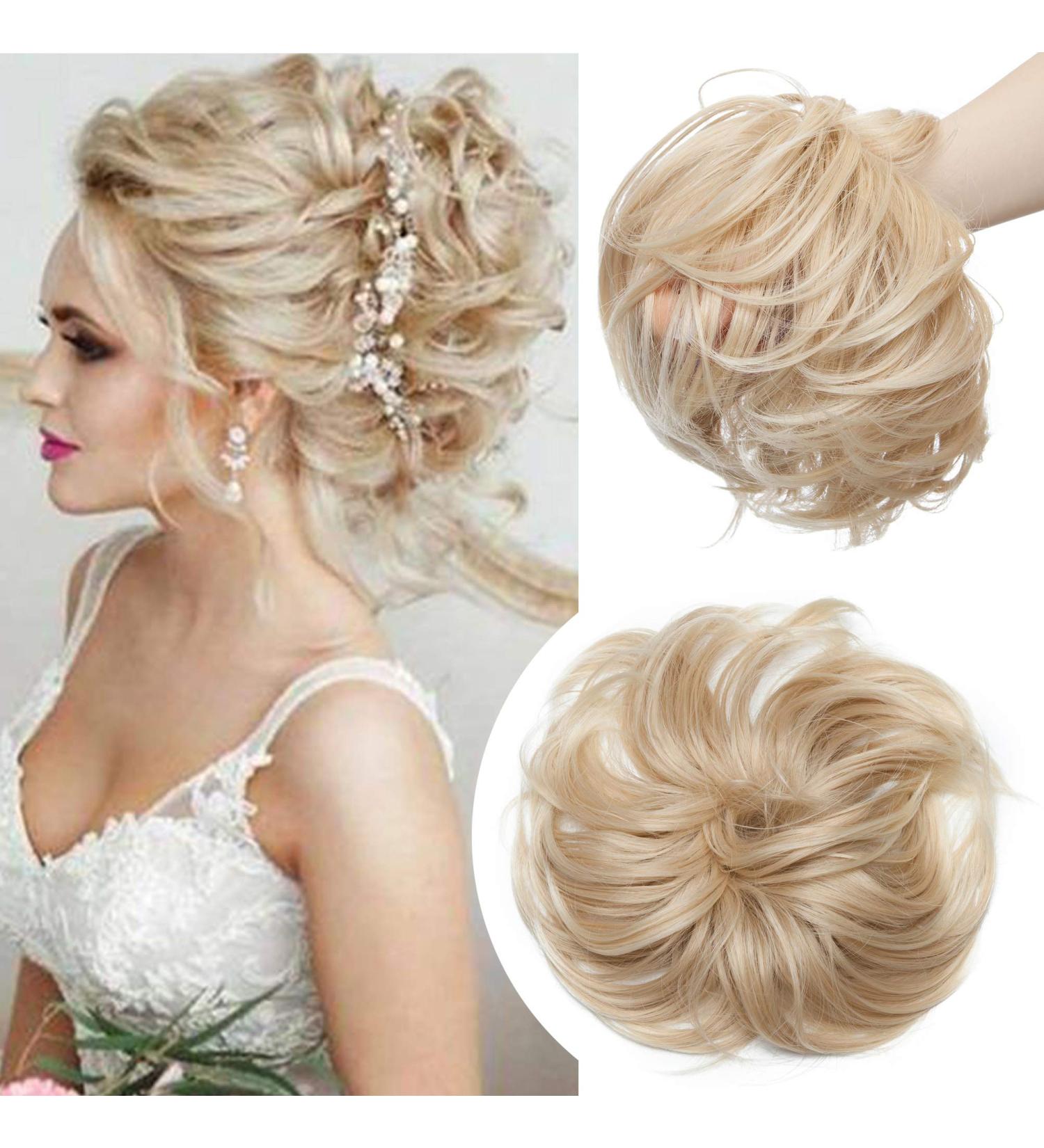 Thick 80g Large Hair Tie Extensions - Voluminous Messy Bun Updos | Realistic Brown & Blonde Highlight Hair Extensions - Buy Online on GoSupps.com