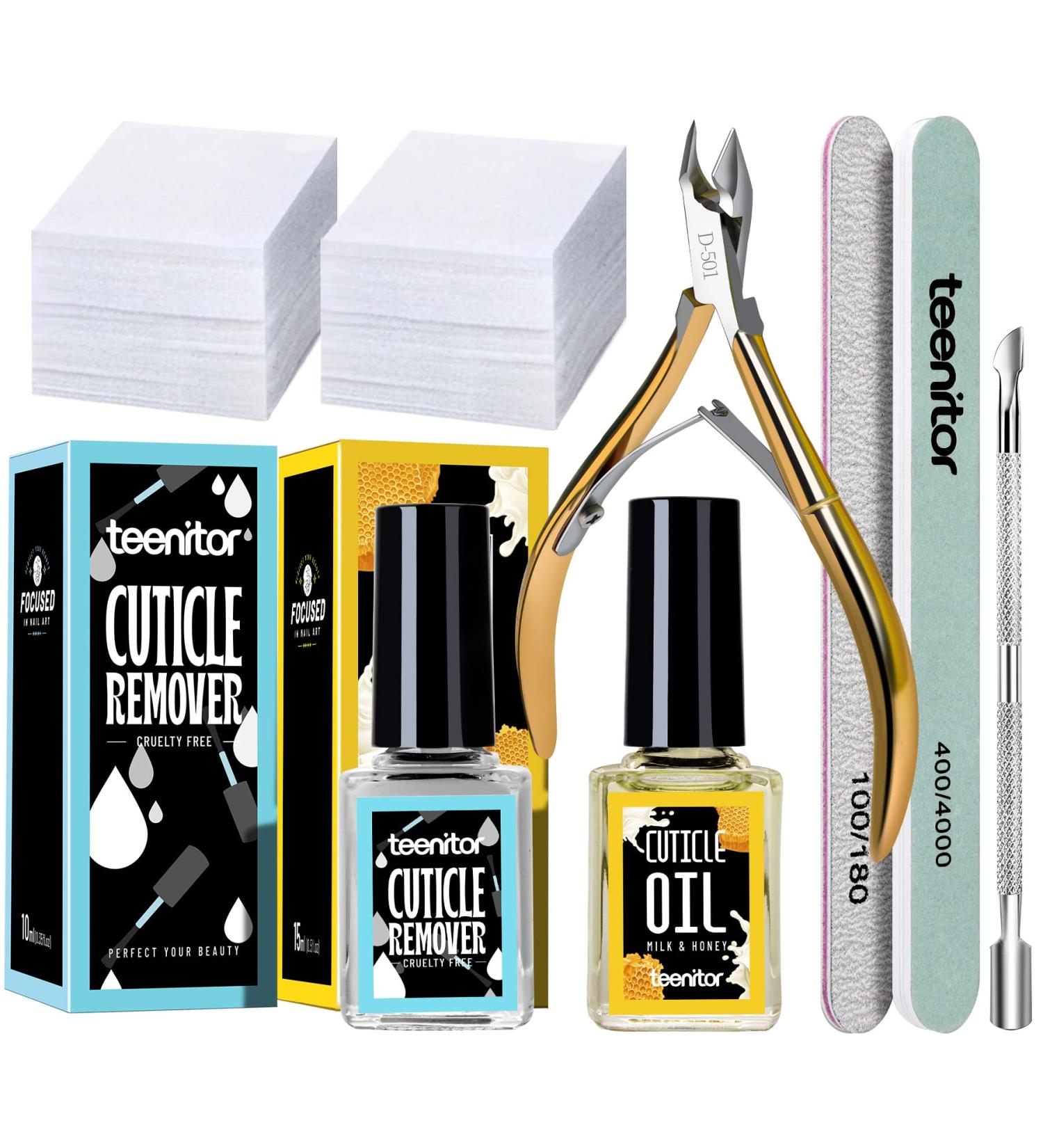 Cuticle Remover Tools Set - Trimmer, Pusher, Softener, Oil, File, Nipper for Nail Care by Teenitor - Buy Online on GoSupps.com