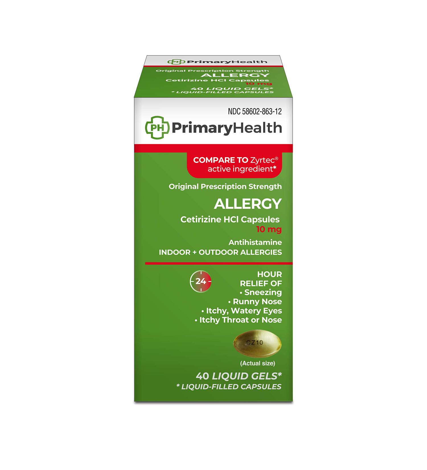 Cetirizine Hcl 10mg Softgel 40 Count 40 Count 40 Count (Pack of 1) - Buy Online on GoSupps.com