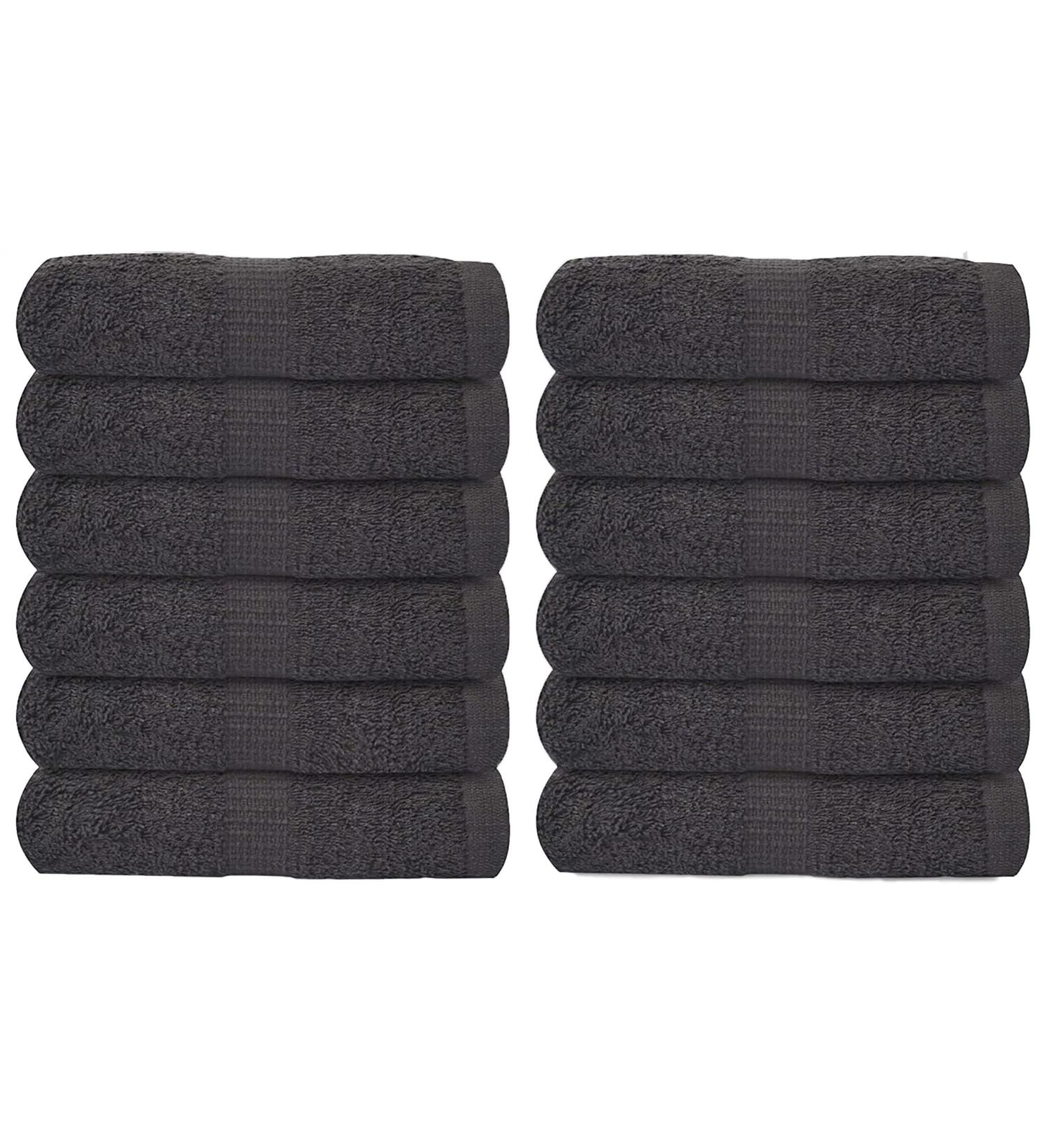 Gold Textiles 100% Cotton Washcloth 12-Pack | Grey | 13x13 Inches | Ultra Soft & Absorbent - Hotel & Spa Collection - Buy Online on GoSupps.com