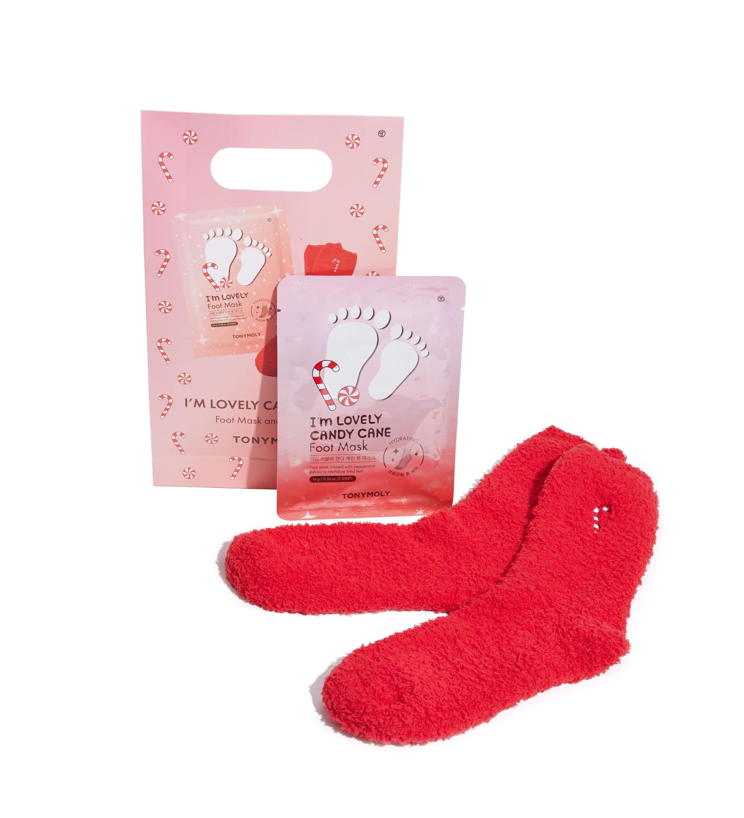 TONYMOLY I m Lovely Candy Cane Foot Mask Set - Hydrating & Soothing Foot Care | International Shipping Available - Buy Online on GoSupps.com