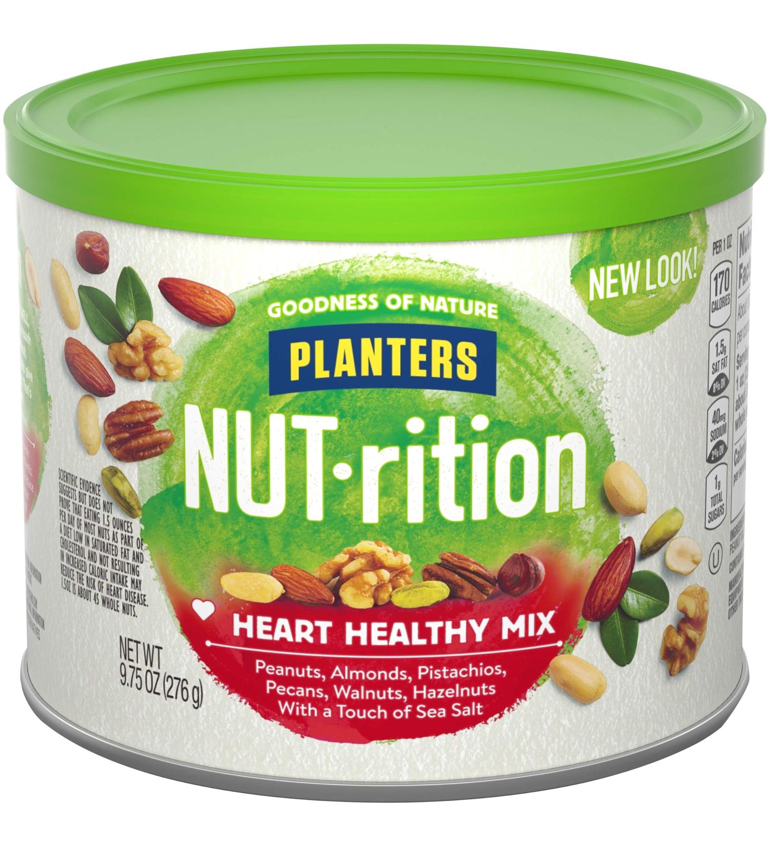 PLANTERS NUT-rition Heart Healthy Mix 9.75 oz Canister - On-the-Go, Work, School & Active Lifestyle Snack - Nutrient Dense & Kosher - Buy Online on GoSupps.com