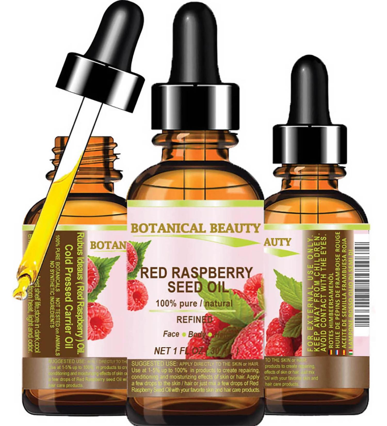 Botanical Beauty Red Raspberry Seed Oil - 100% Pure Cold Pressed Carrier Oil for Face Skin Hair Lips & Nails | 1 Fl. oz (30 ml) - International Shipping Available - Buy Online on GoSupps.com