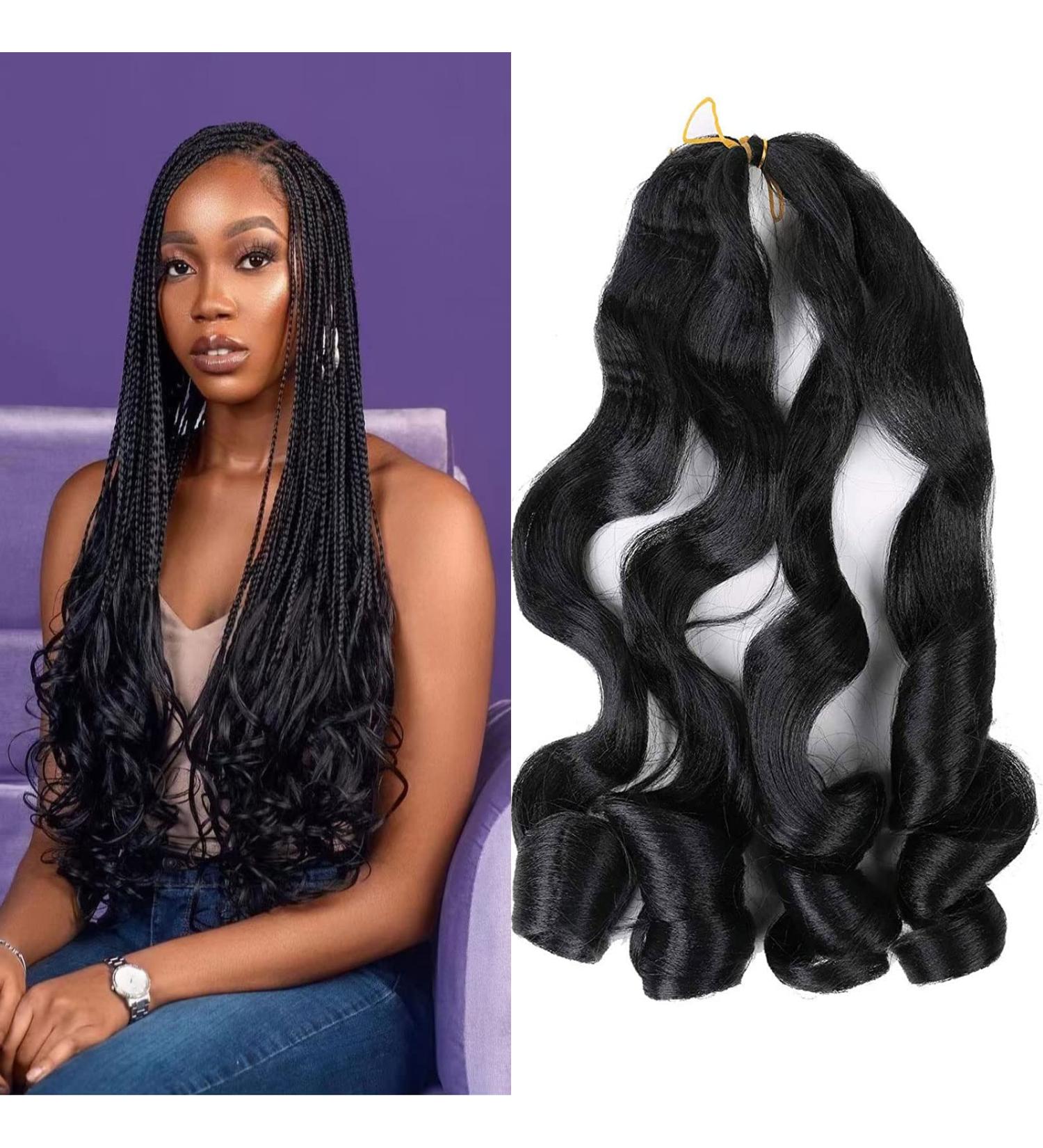 Bouncy French Curles Braiding Hair 9 Pack 22 Inch Synthetic Extensions - Pre-Stretched Wavy Hair - Premium Quality (1B) - Buy Online on GoSupps.com