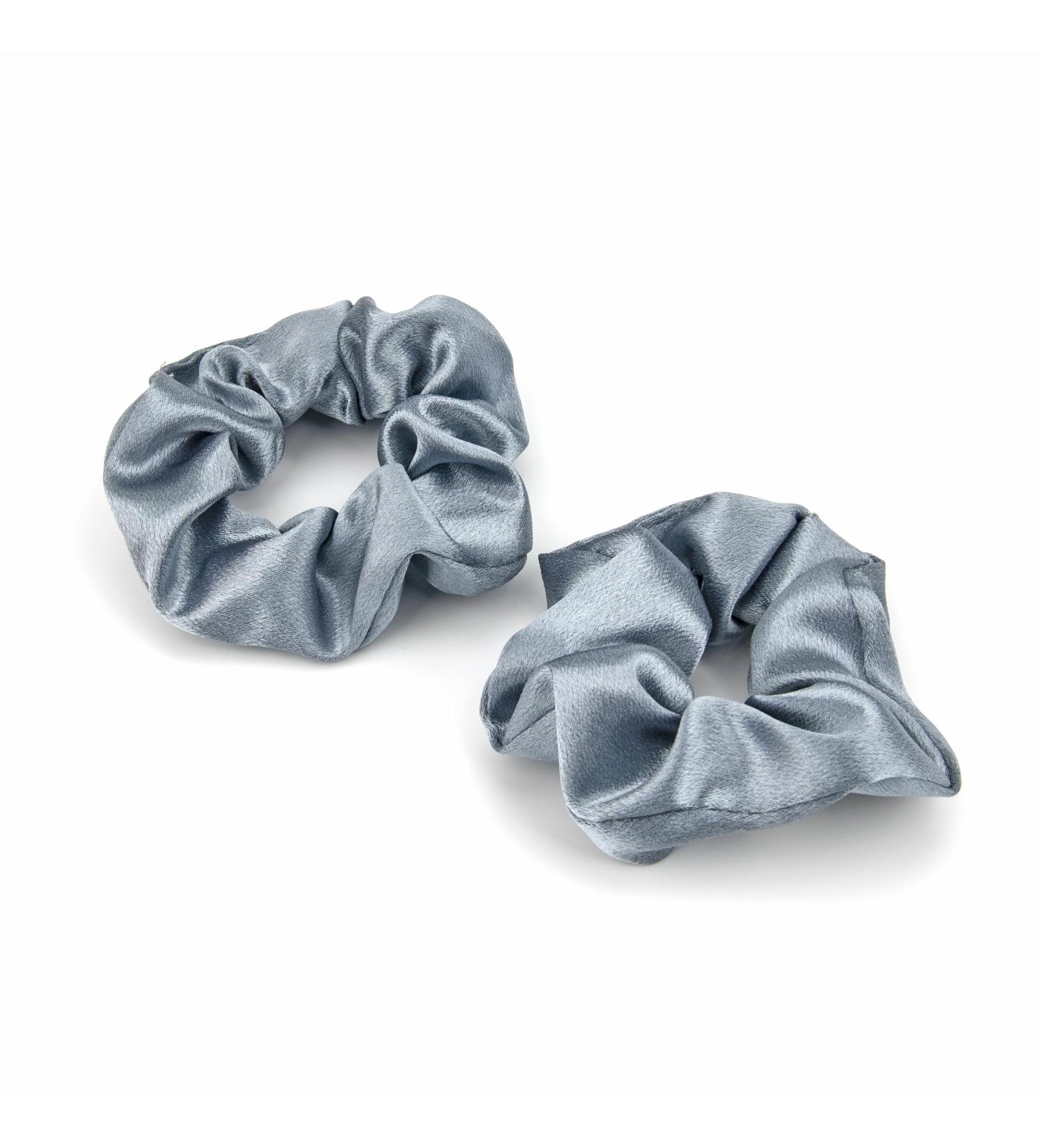 2 Pcs Premium Silk Scrunchies for Women - Blue Satin Ponytail Holder & Elastic Hair Ties - Buy Online on GoSupps.com