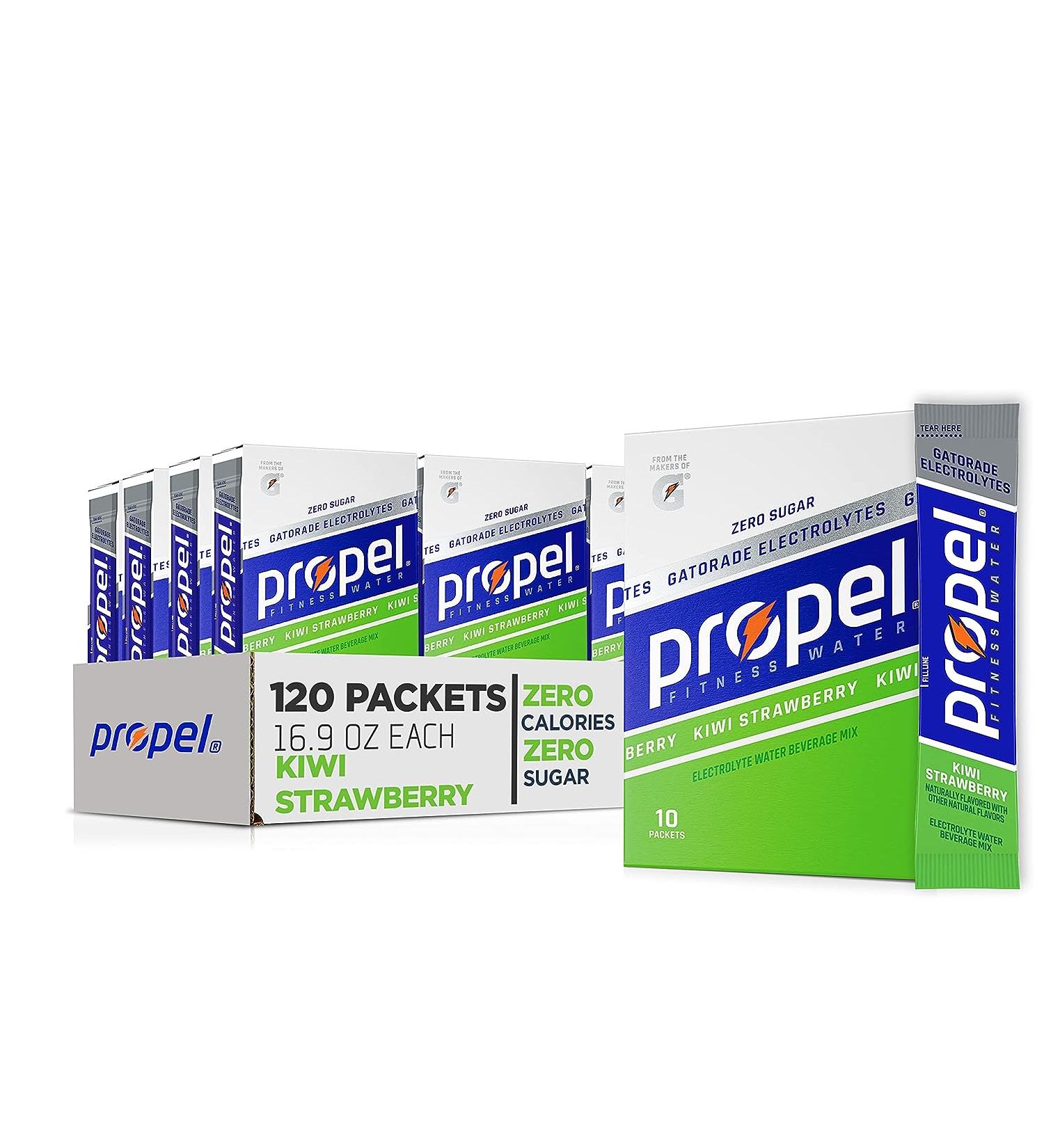 Propel Kiwi Strawberry Powder Packets - Electrolytes, Vitamins, No Sugar | 120 Packets (12 x 10 Count) | Original Flavor - Buy Online on GoSupps.com