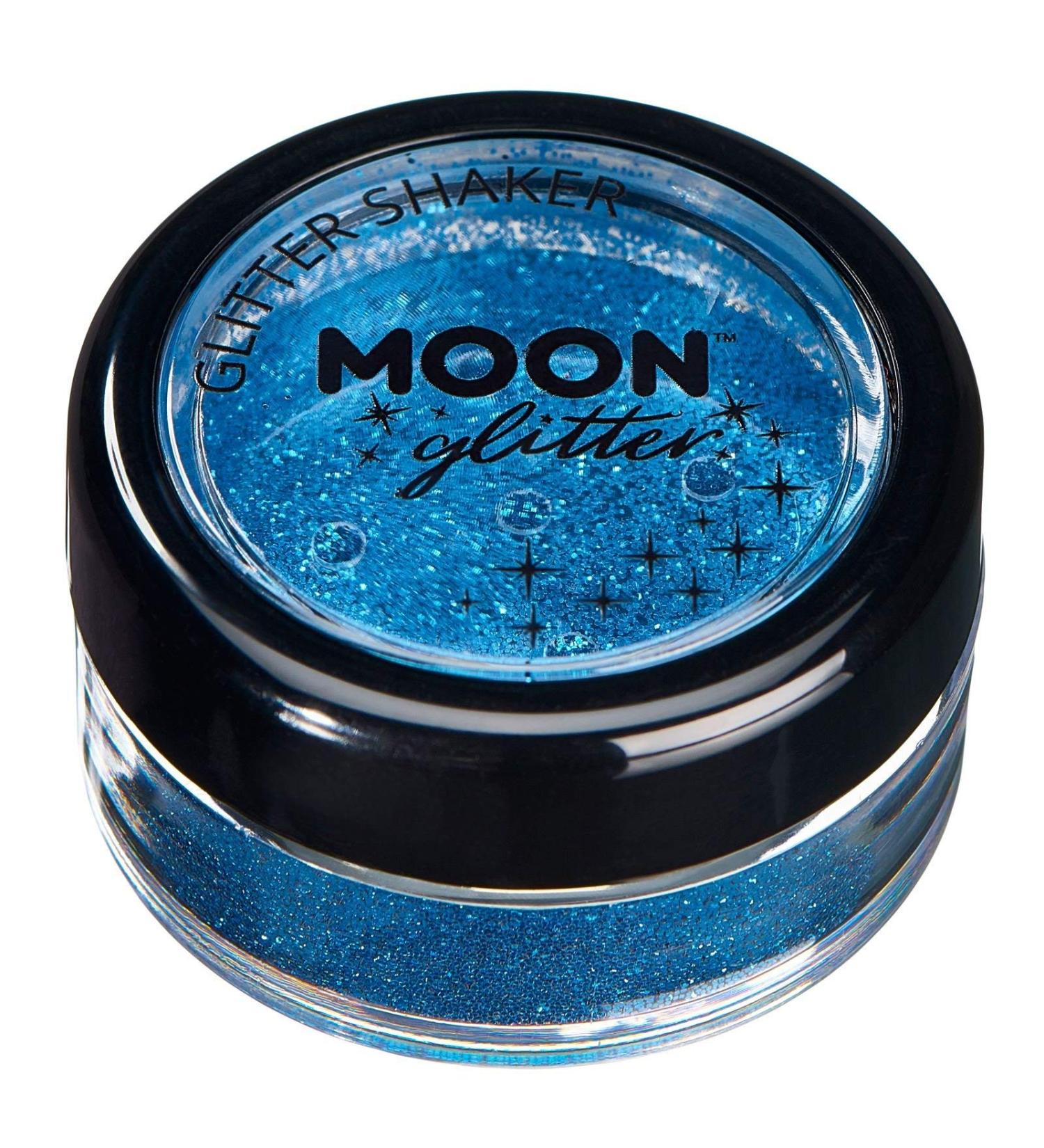Moon Glitter Blue Fine Glitter Shaker - 5g for Face, Body, Nails, Hair, Lips - Cosmetic Festival Makeup - Buy Online on GoSupps.com