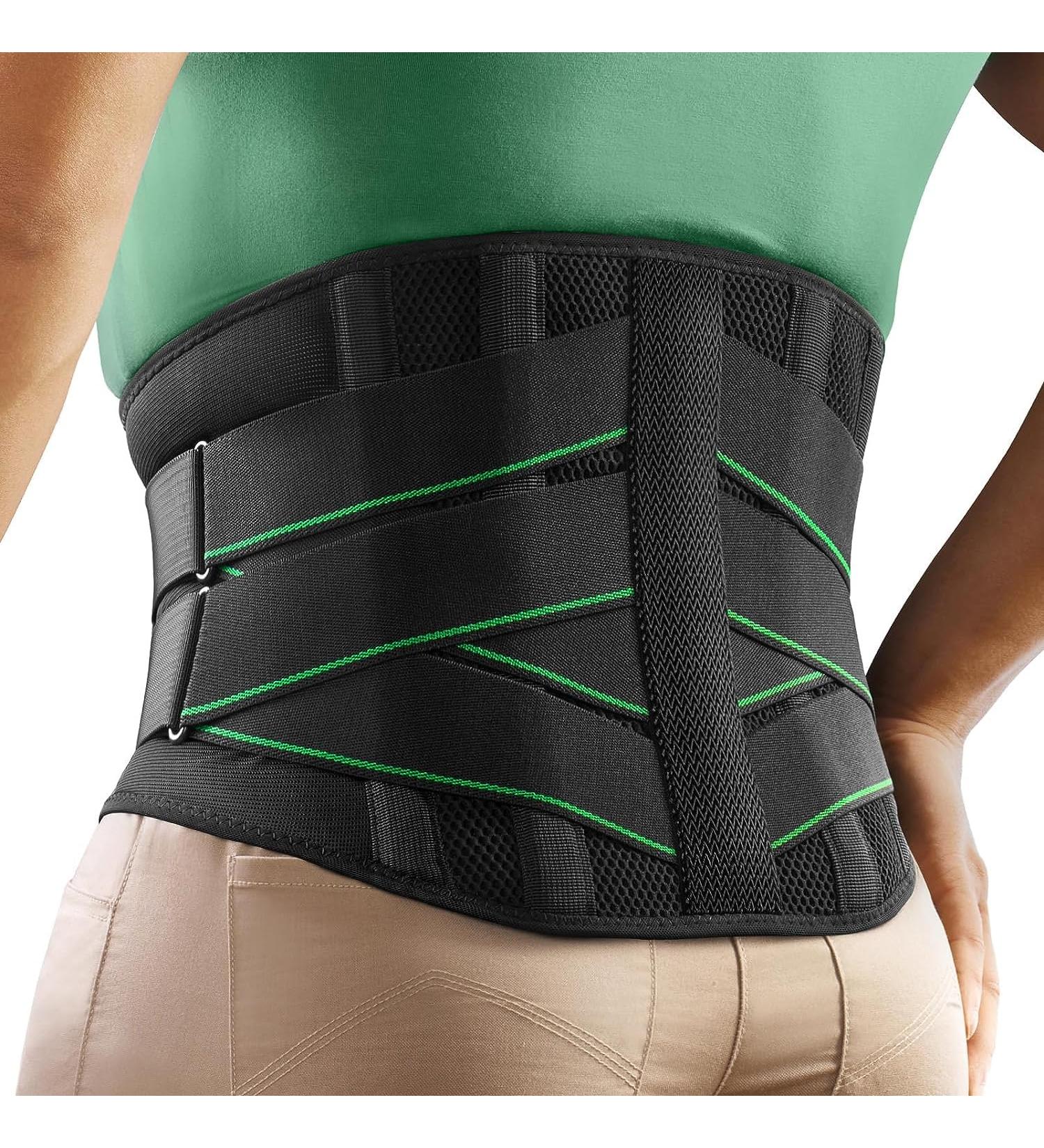 Buy Freeetoo Back Support Belt with 7 Metal Supports | Comfortable & Breathable Lower Back Bandage for Men & Women | Removable 3D Lumbar Cushions - Size M (Waist: 85-100cm) - Black - Buy Online on GoSupps.com