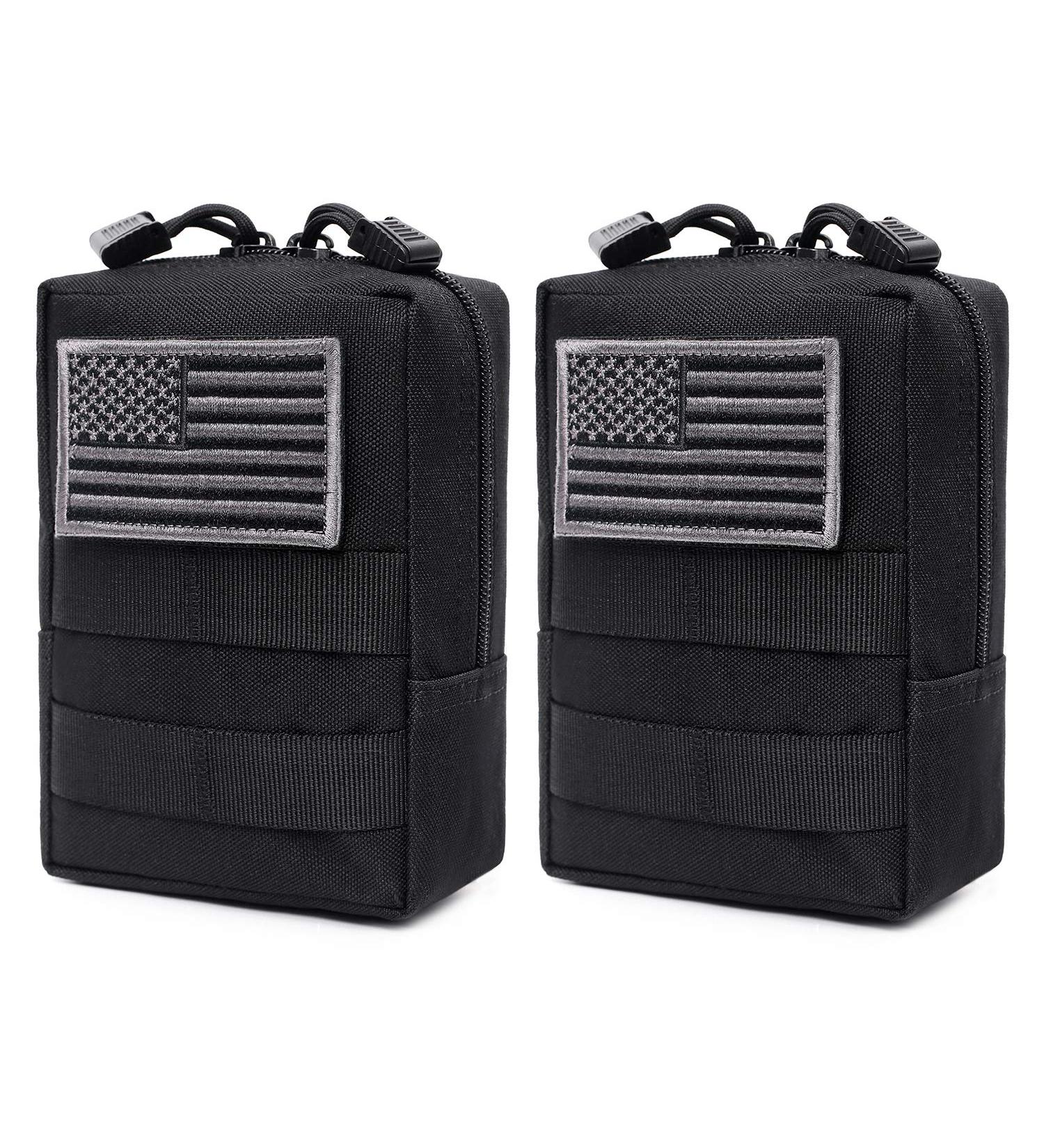 2 Pack Molle Pouches - Tactical Compact Water-Resistant EDC Pouches (Black) - Buy Online on GoSupps.com