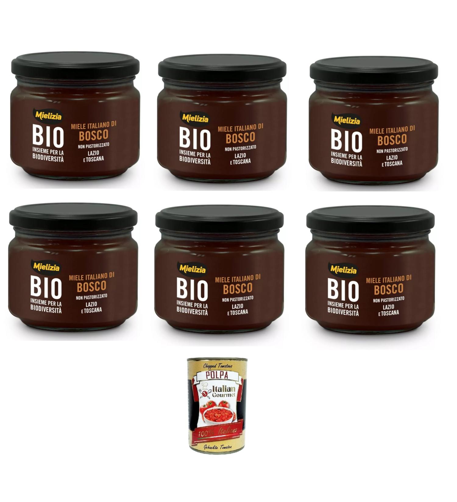 Mielizia Unpasteurized Forest Honey Unpasteurized Forest Honey 6 x 300 g + Italian Gourmet Pulp 400 g - Buy Online on GoSupps.com